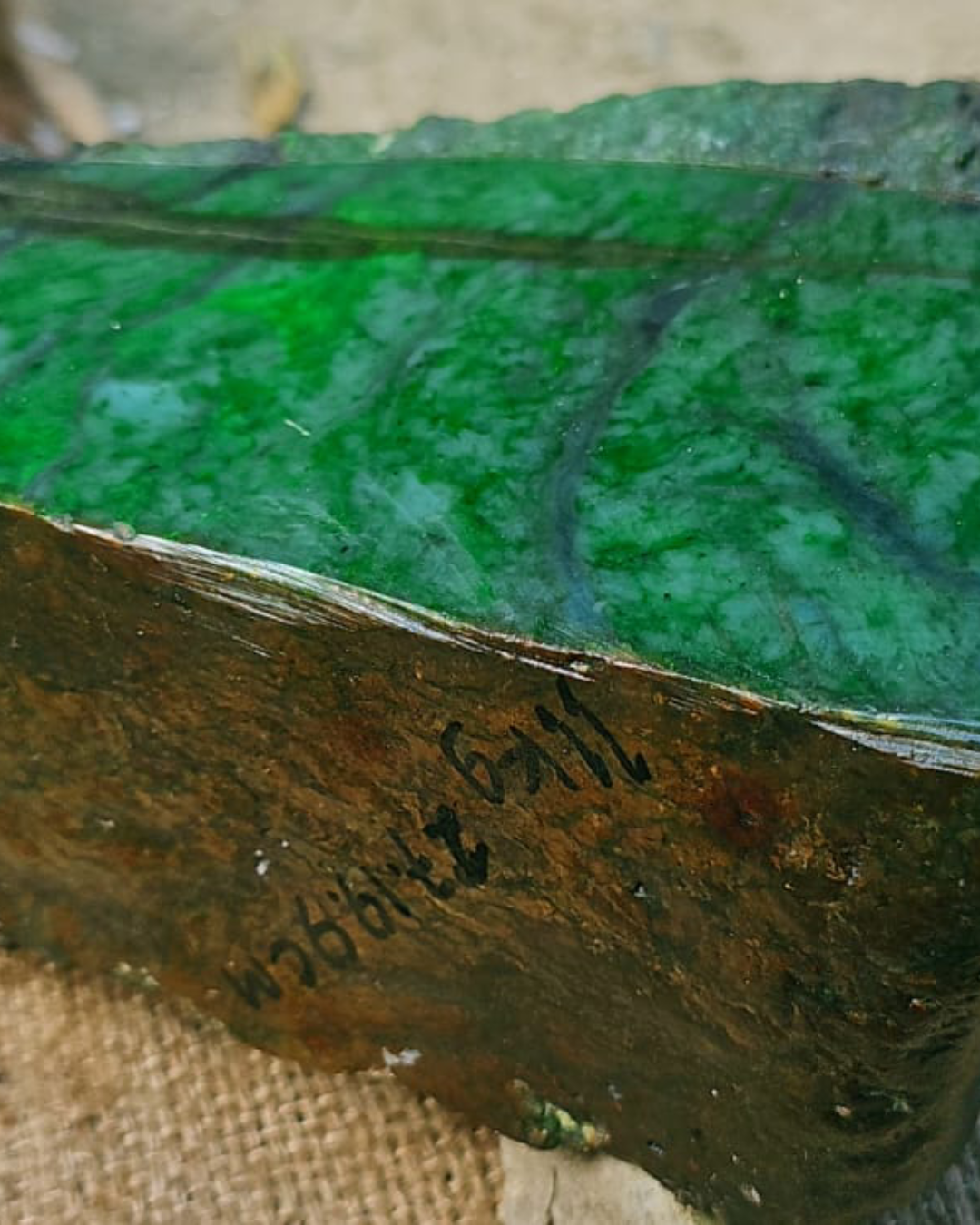 Aceh Vivid Green Nephrite Jade Polished Block