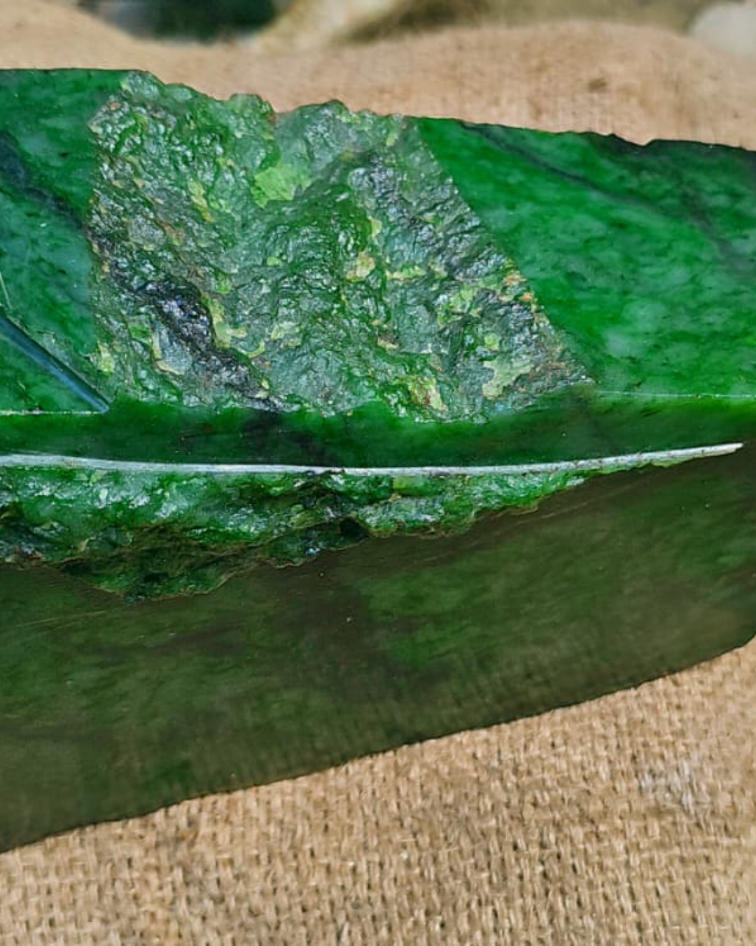 Aceh Vivid Green Nephrite Jade Polished Block