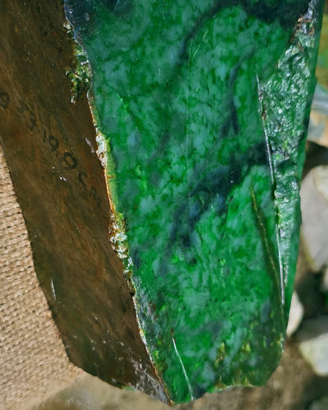 Aceh Vivid Green Nephrite Jade Polished Block