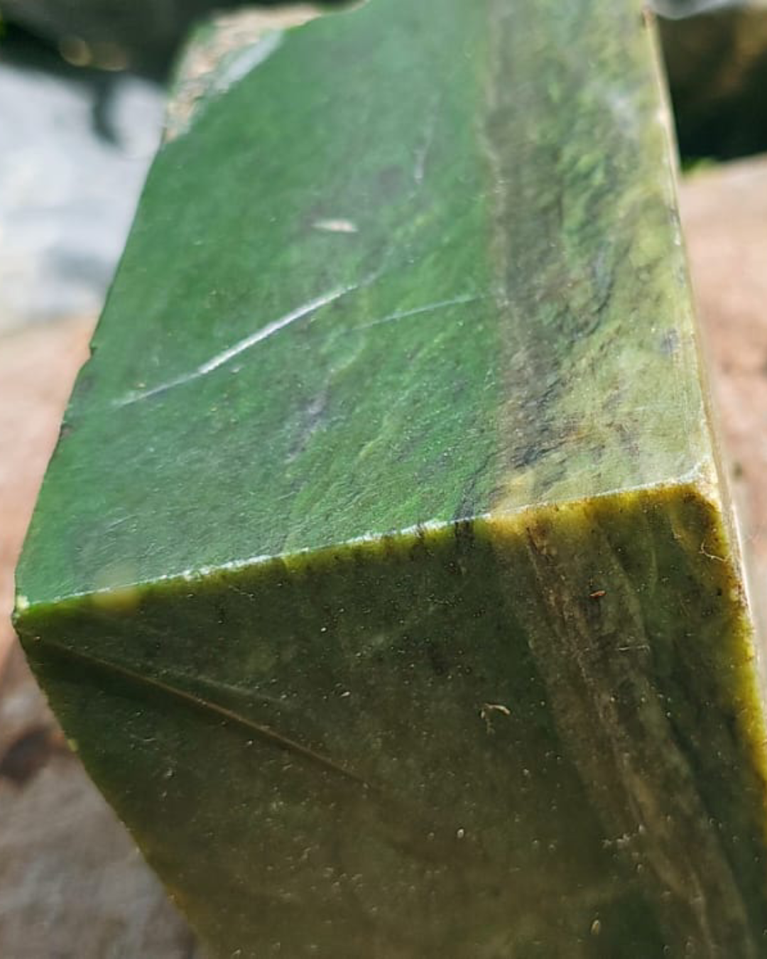 Aceh Deep Green Nephrite Jade Compact Block
