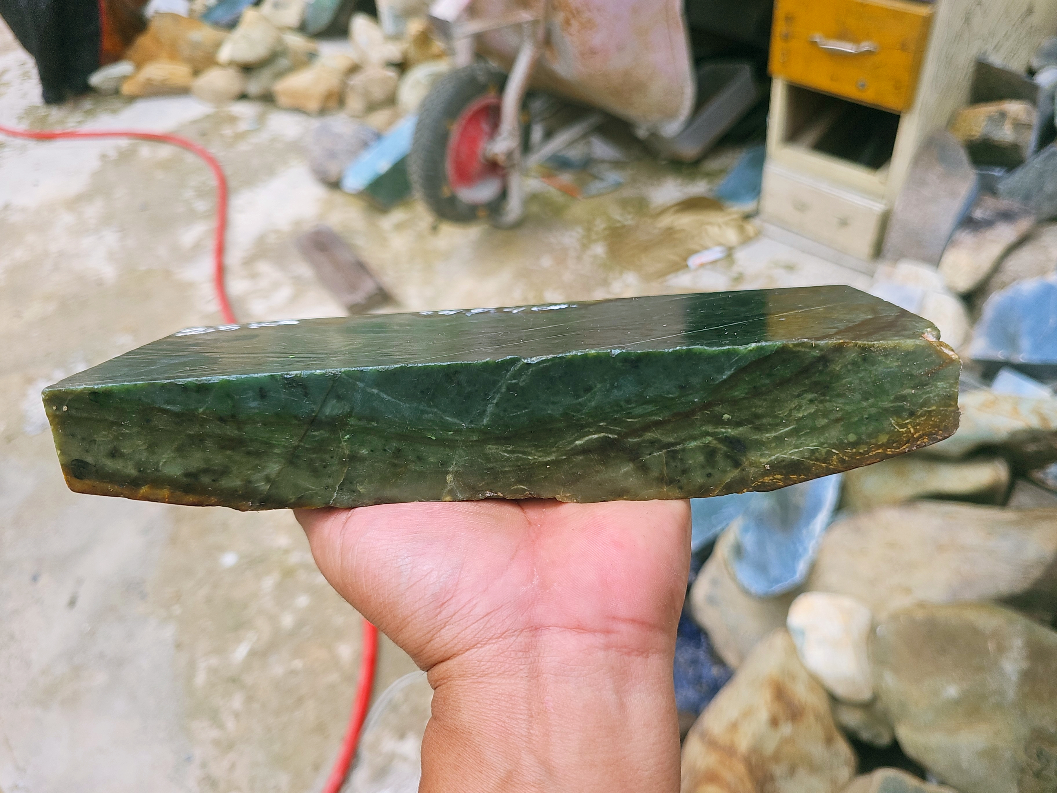 Natural Dark Green Nephrite Jade Slab – Polished Raw Jade Stone for Collectors, Carving and Lapidary