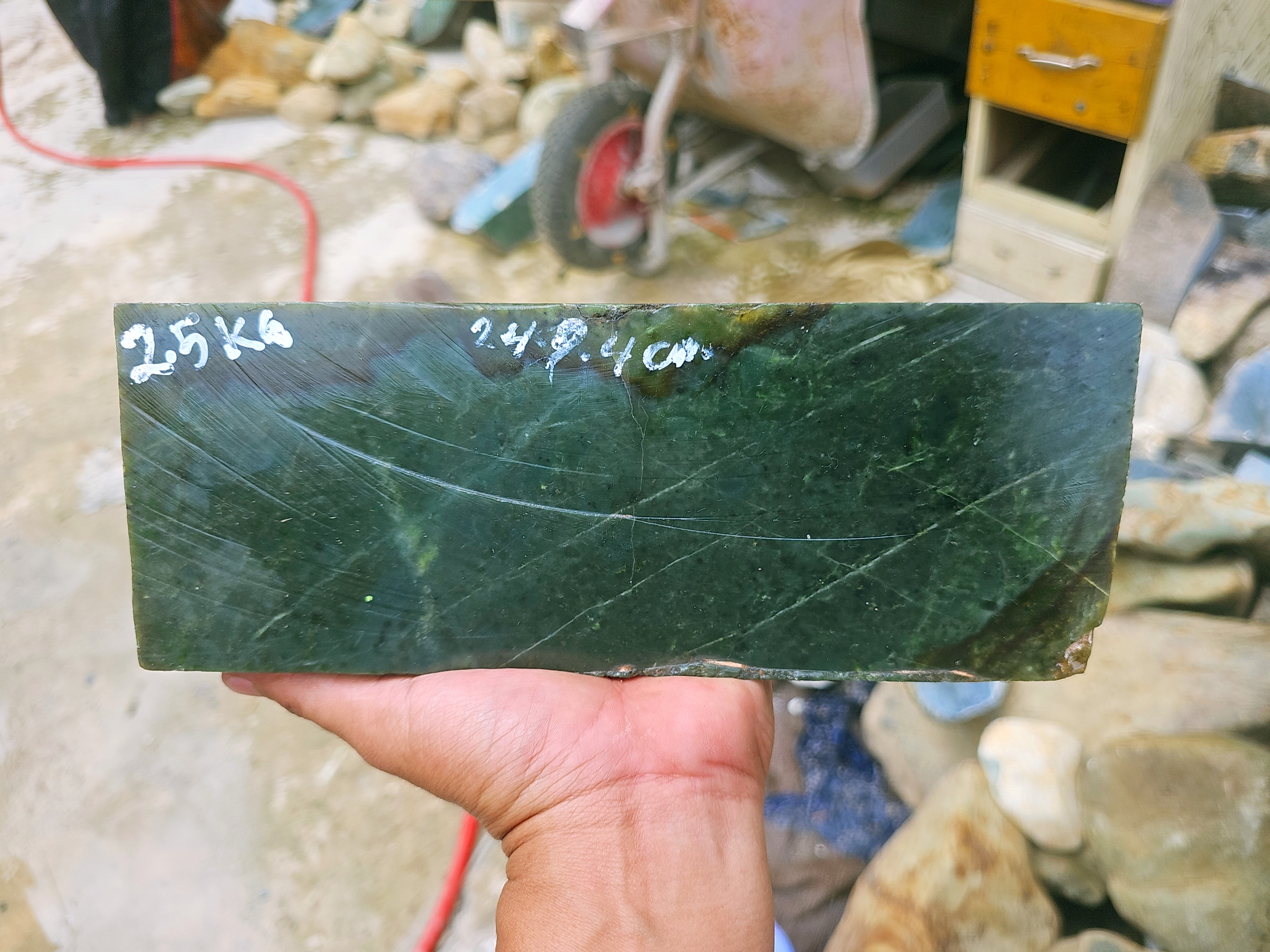 Natural Dark Green Nephrite Jade Slab – Polished Raw Jade Stone for Collectors, Carving and Lapidary