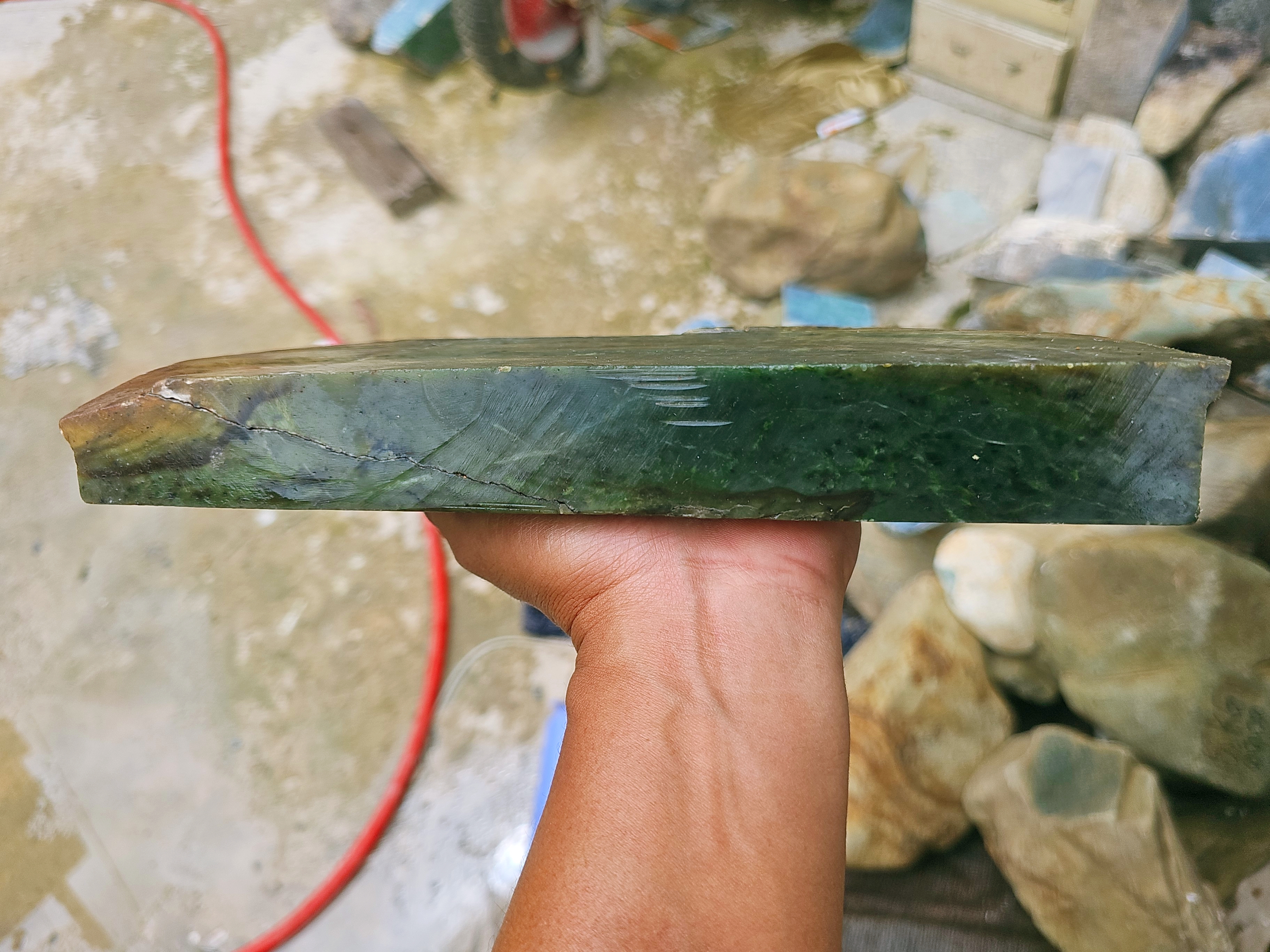 Natural Dark Green Nephrite Jade Slab – Polished Raw Jade Stone for Collectors, Carving and Lapidary