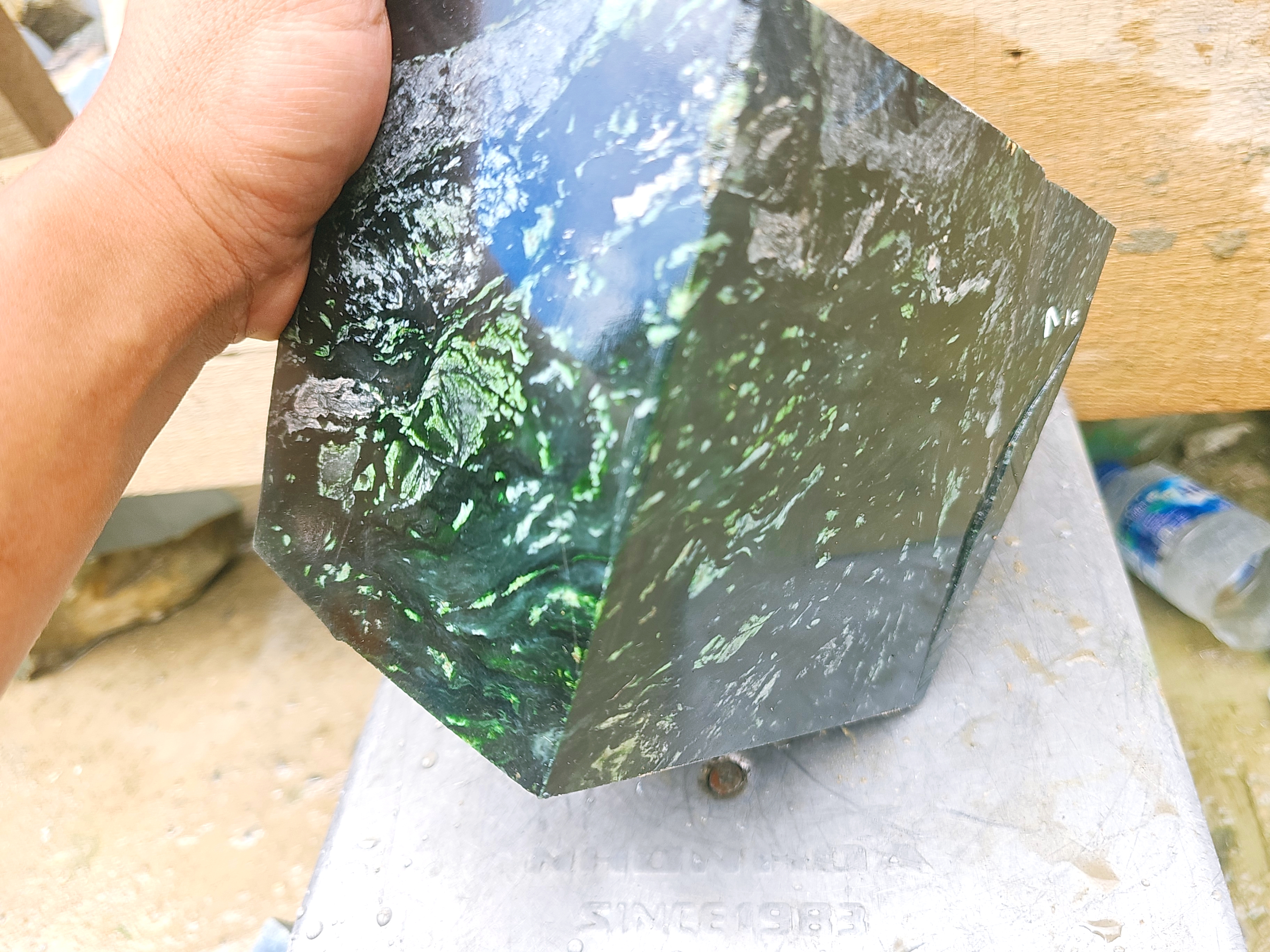 8.5KG Natural Dark Green Nephrite Jade Rough Block – Deep Forest Green Jade Stone for Collectors, Carving and Lapidary