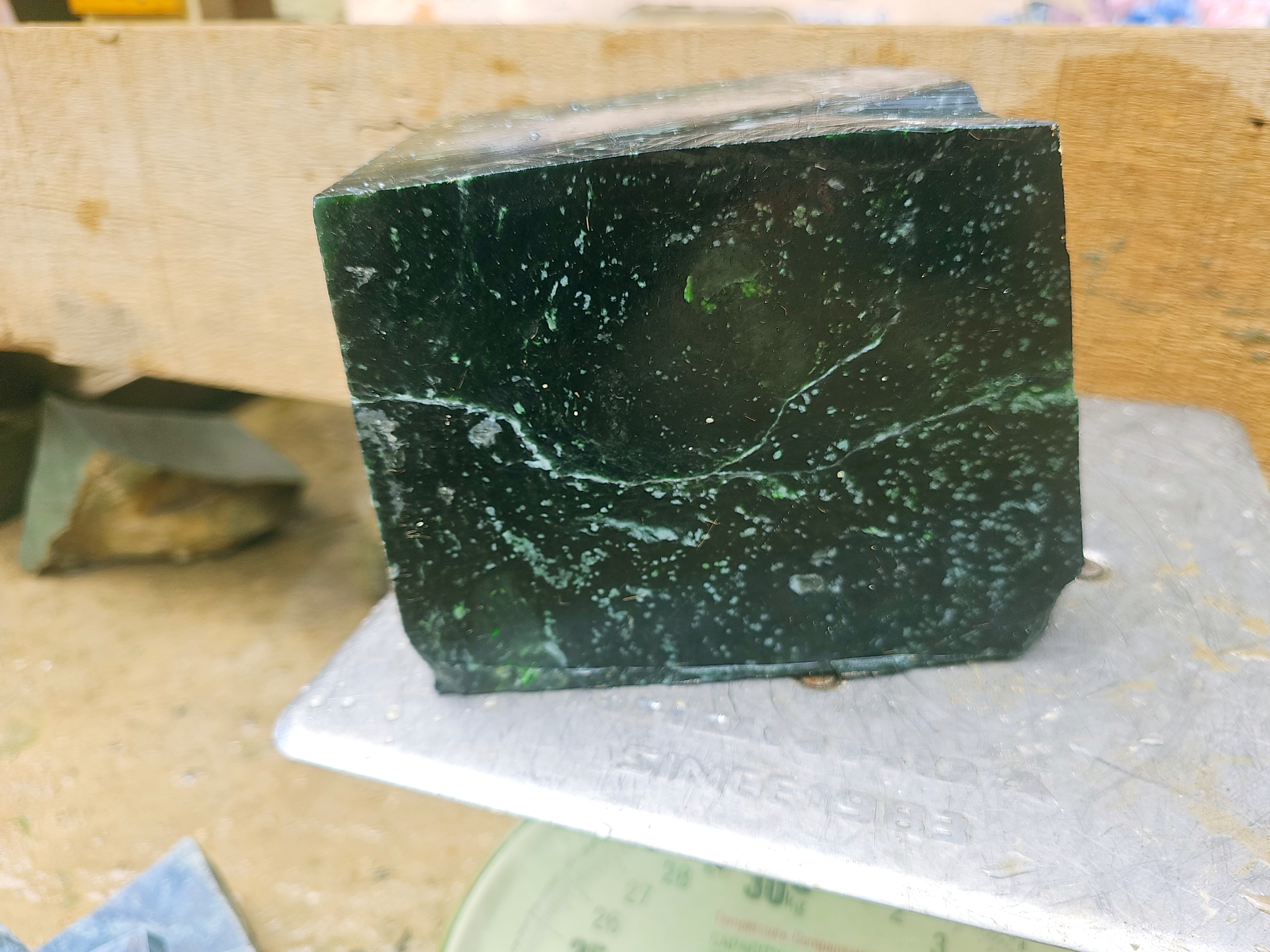 8.5KG Natural Dark Green Nephrite Jade Rough Block – Deep Forest Green Jade Stone for Collectors, Carving and Lapidary