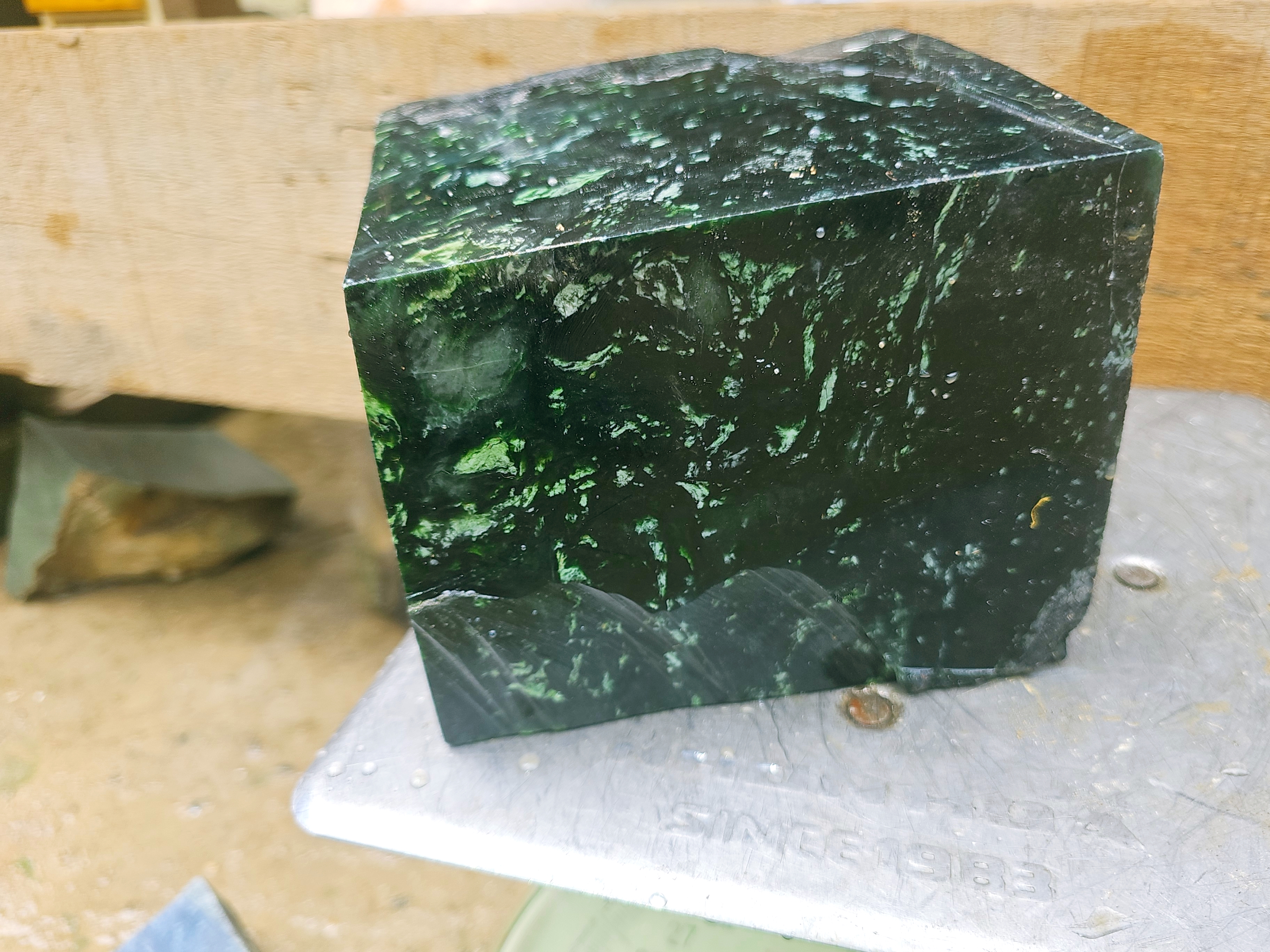 8.5KG Natural Dark Green Nephrite Jade Rough Block – Deep Forest Green Jade Stone for Collectors, Carving and Lapidary