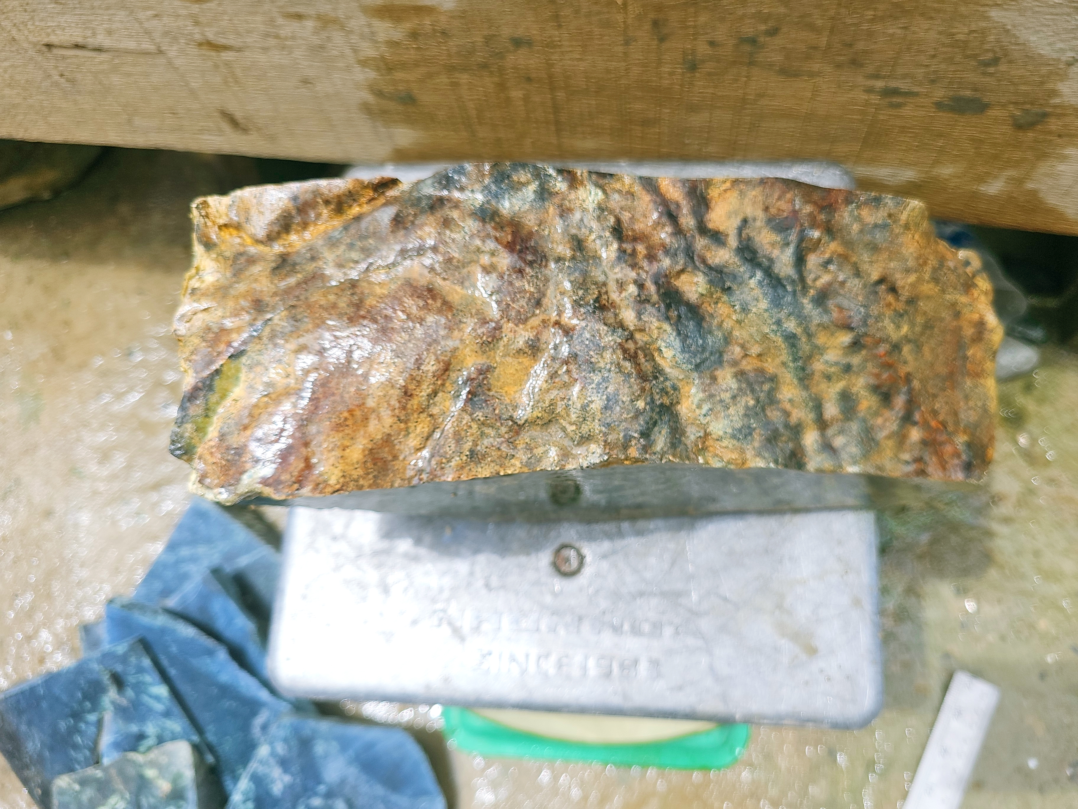 Natural Blue Green Nephrite Jade Rough Stone – Large Teal Jade Block with Golden Brown Skin for Collectors and Lapidary
