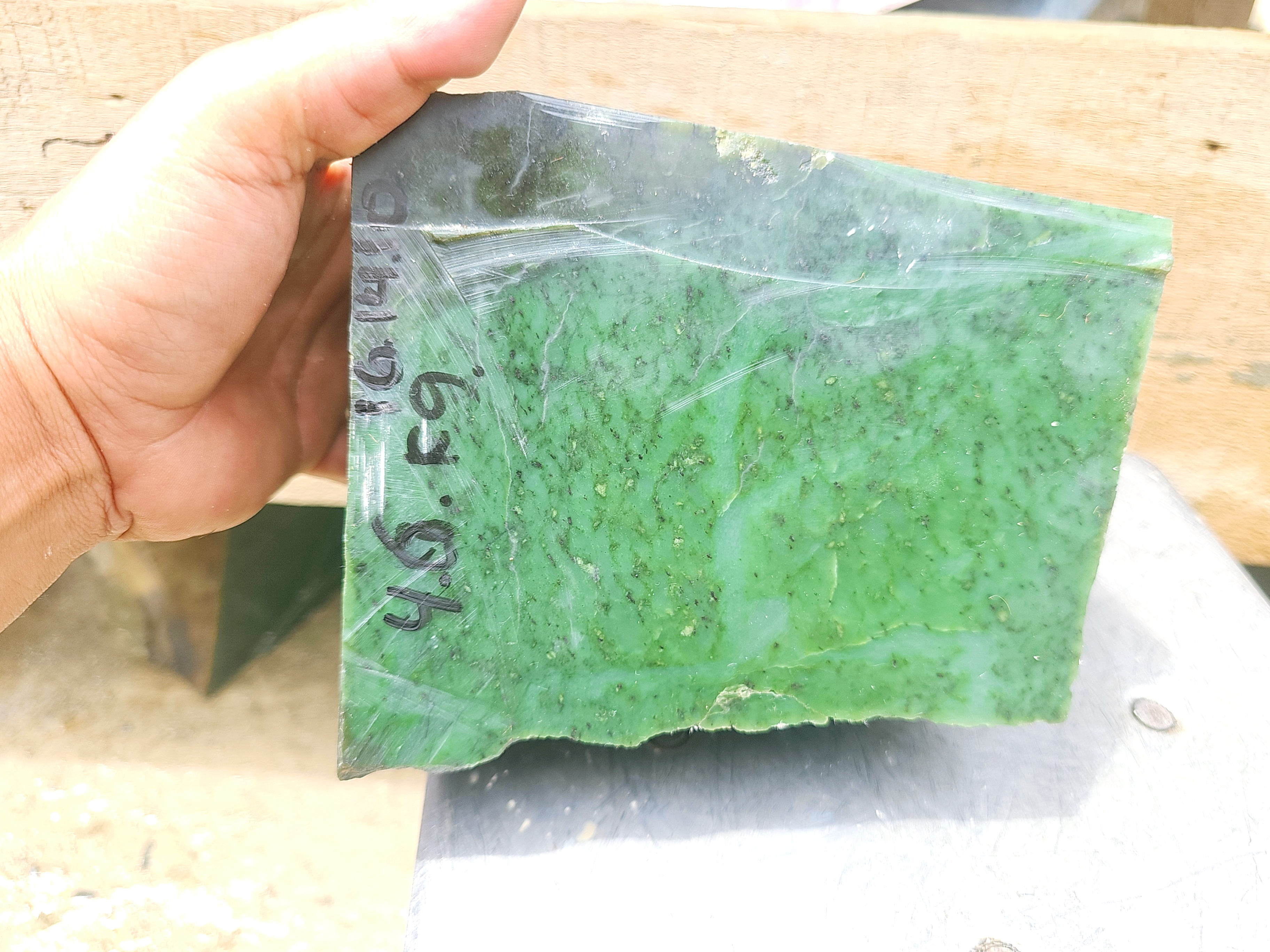 4.6KG Natural Green Nephrite Jade Rough Slab – Light Emerald Green Jade Stone for Collectors, Carving and Lapidary