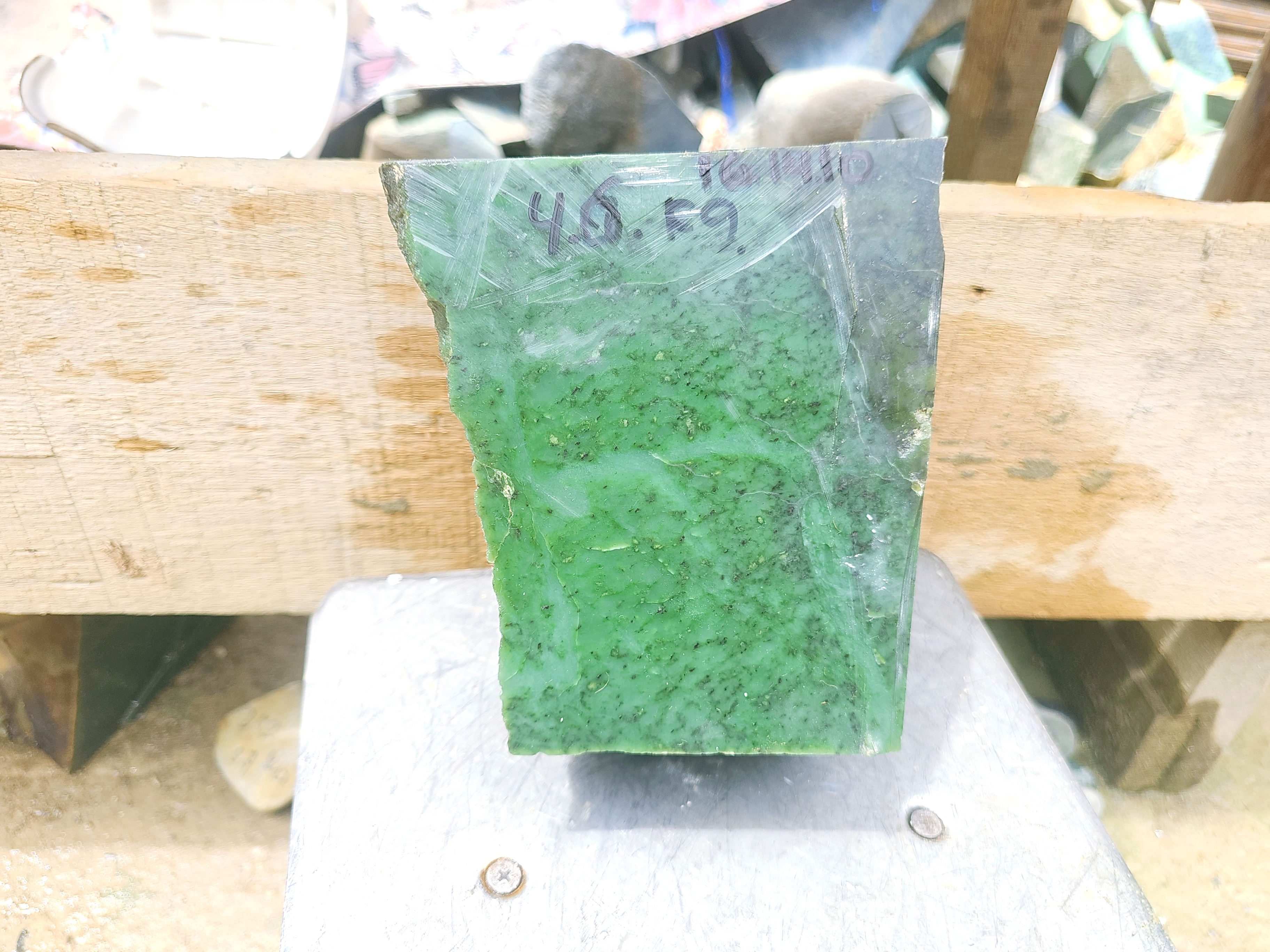 4.6KG Natural Green Nephrite Jade Rough Slab – Light Emerald Green Jade Stone for Collectors, Carving and Lapidary