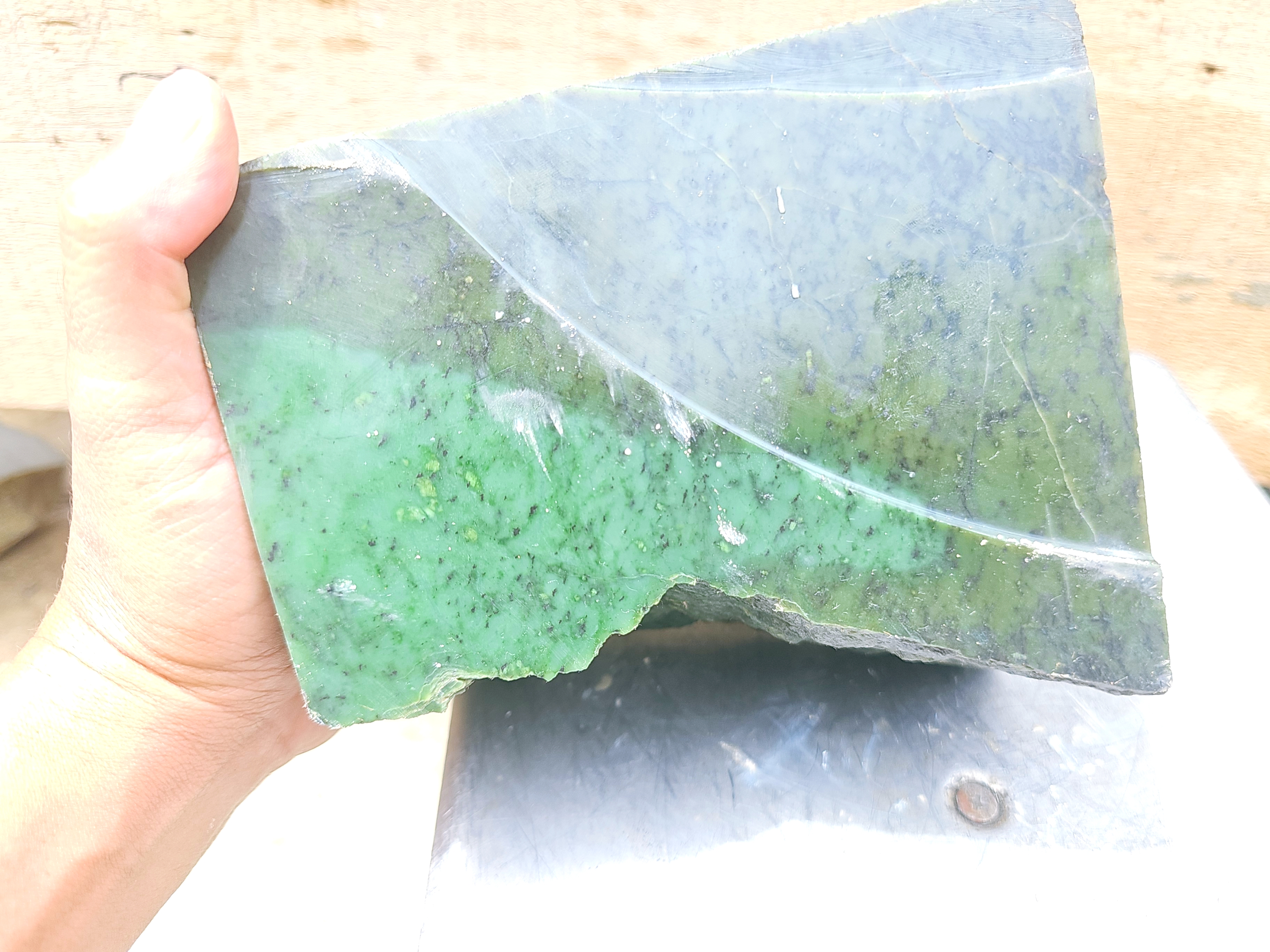 4.6KG Natural Green Nephrite Jade Rough Slab – Light Emerald Green Jade Stone for Collectors, Carving and Lapidary