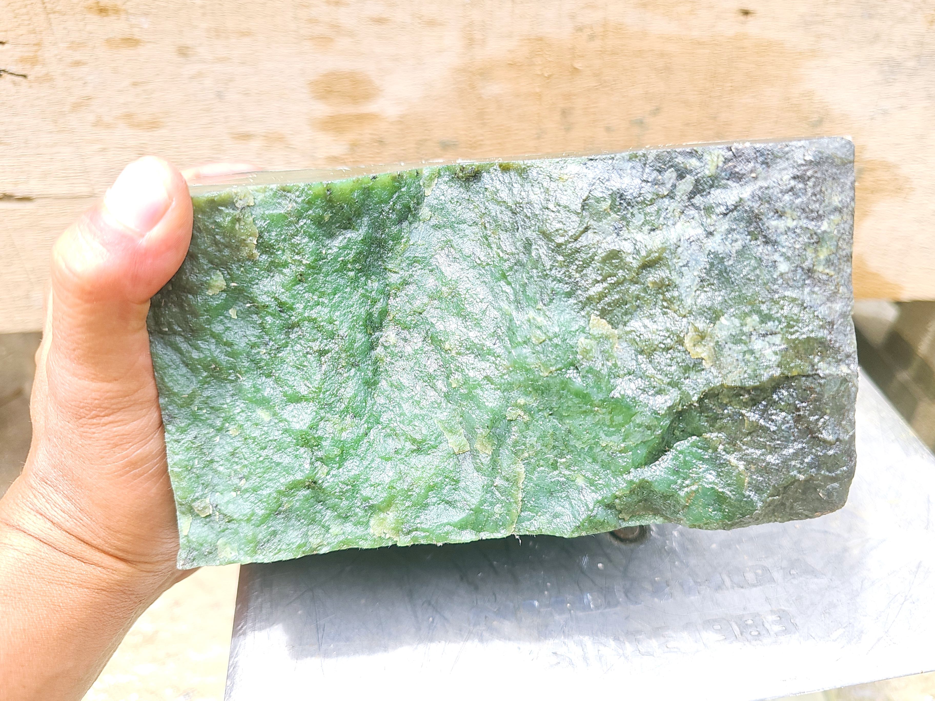 4.6KG Natural Green Nephrite Jade Rough Slab – Light Emerald Green Jade Stone for Collectors, Carving and Lapidary
