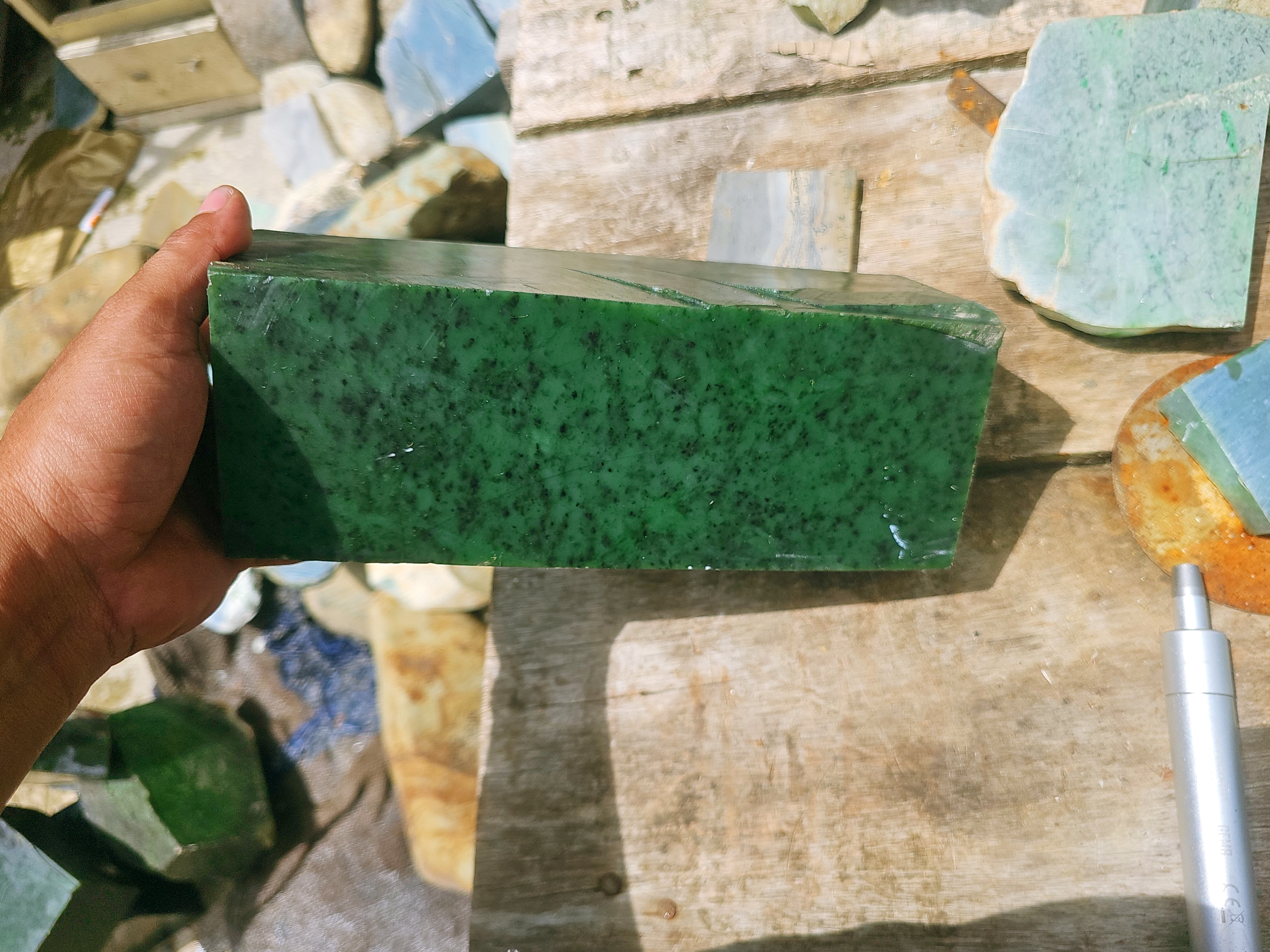 Natural Dark Green Nephrite Jade Rough Slab – Deep Forest Green and Emerald Green Jade Stone for Collectors and Lapidary