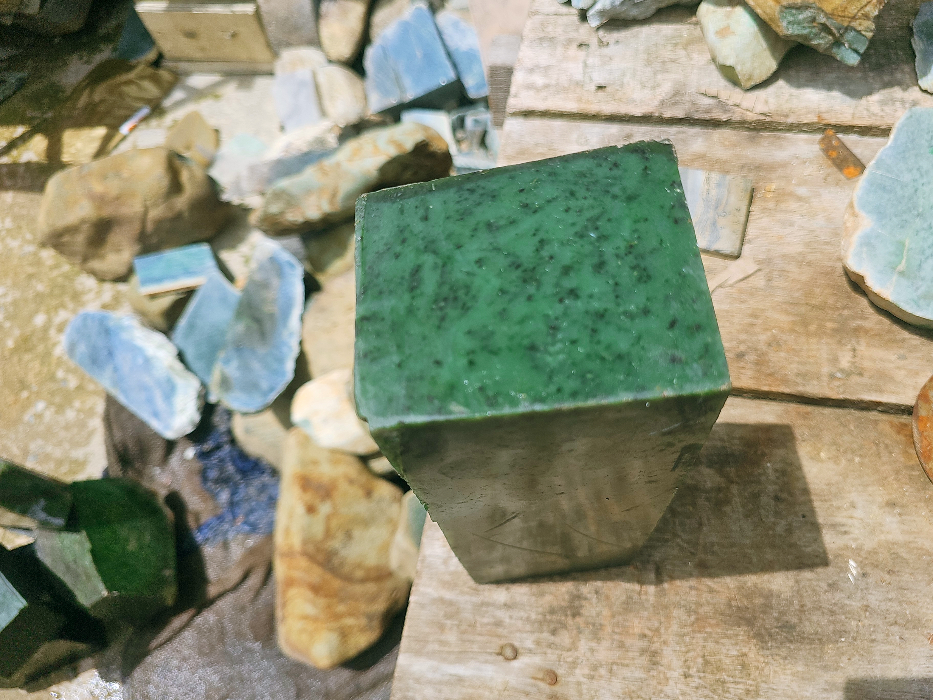 Natural Dark Green Nephrite Jade Rough Slab – Deep Forest Green and Emerald Green Jade Stone for Collectors and Lapidary