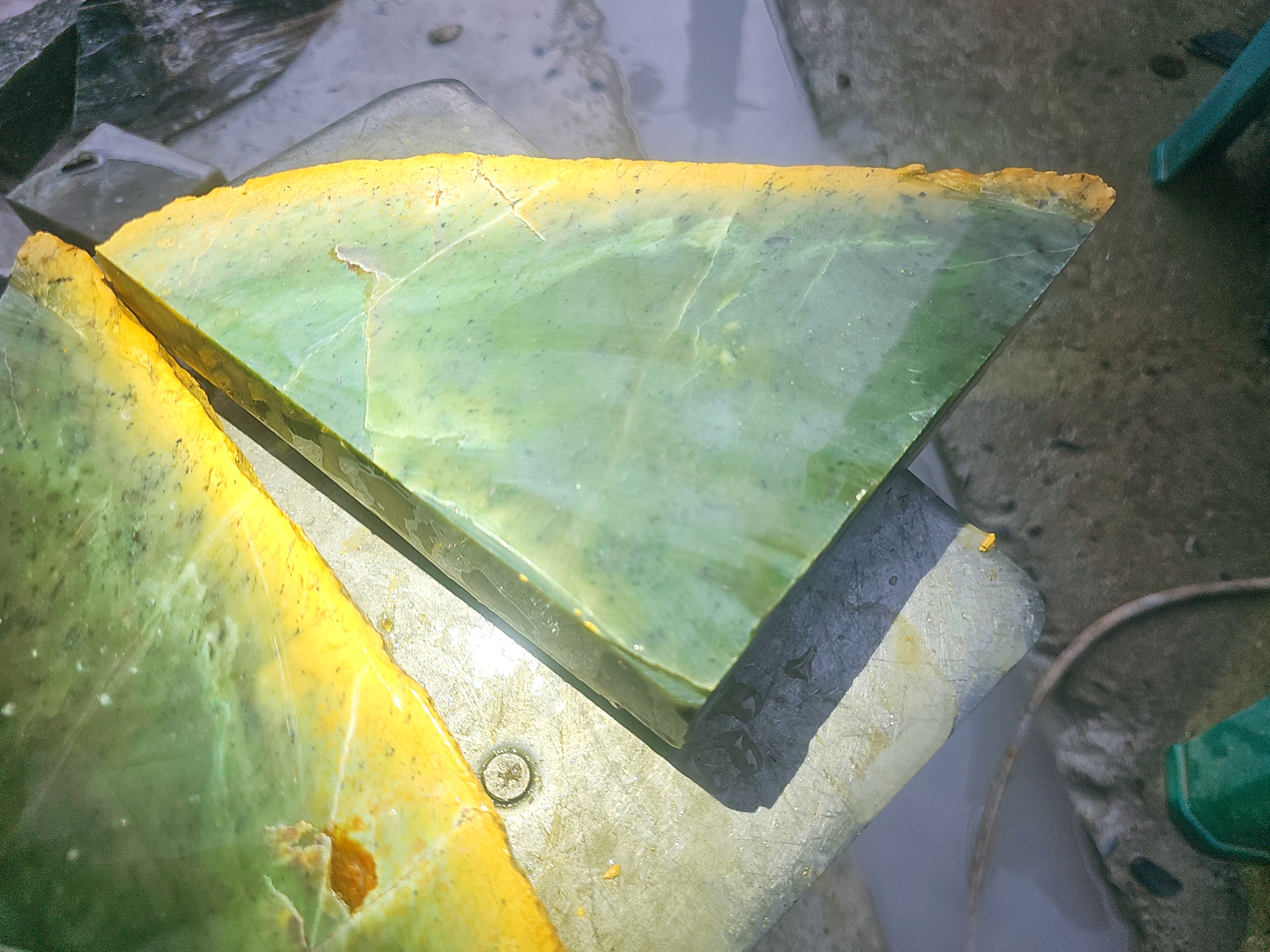 3.4KG 2PCS Natural Dark Green Nephrite Jade Rough Slabs – Blue-Green Jade Stones for Collectors, Carving and Lapidary
