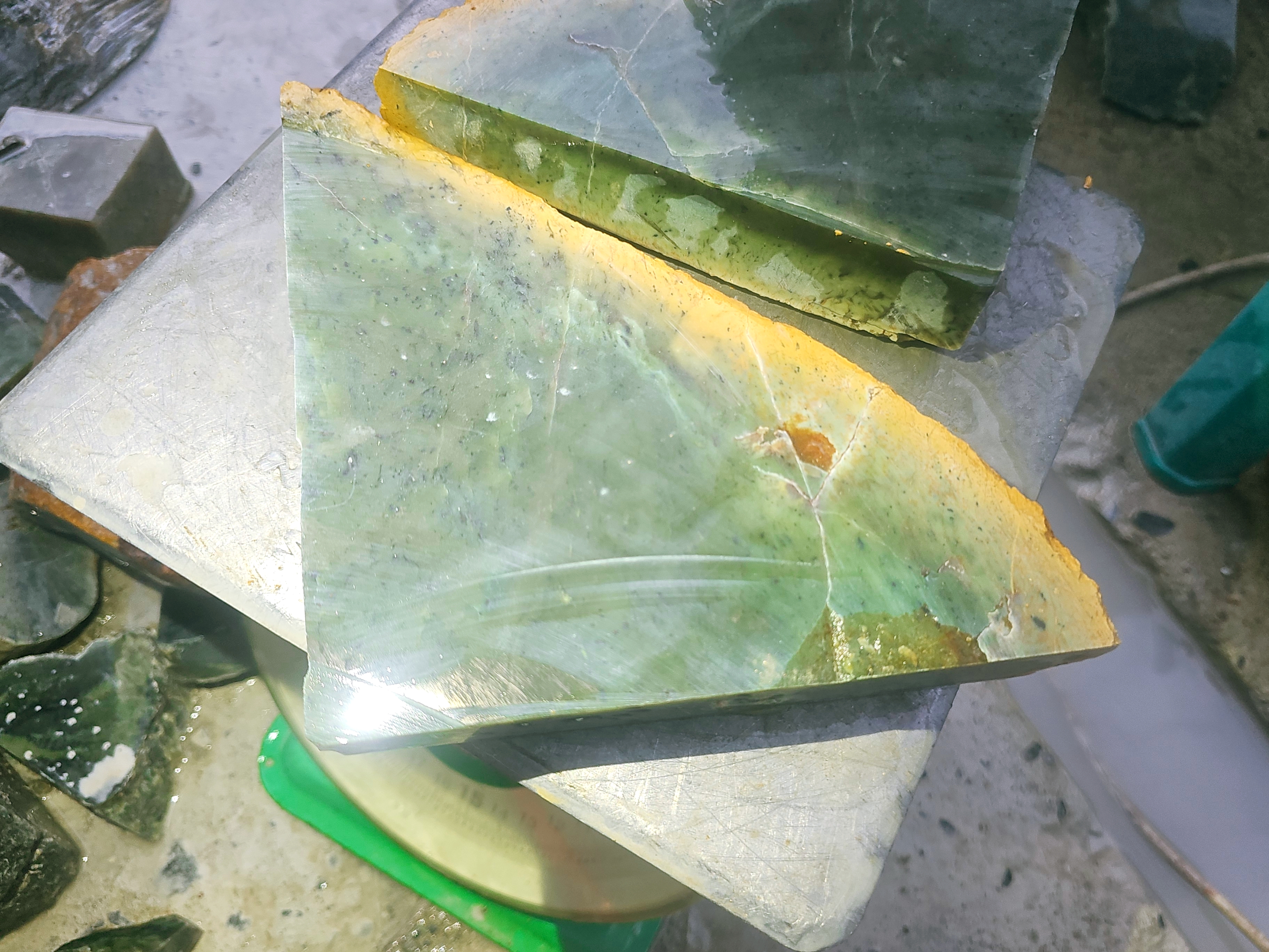 3.4KG 2PCS Natural Dark Green Nephrite Jade Rough Slabs – Blue-Green Jade Stones for Collectors, Carving and Lapidary