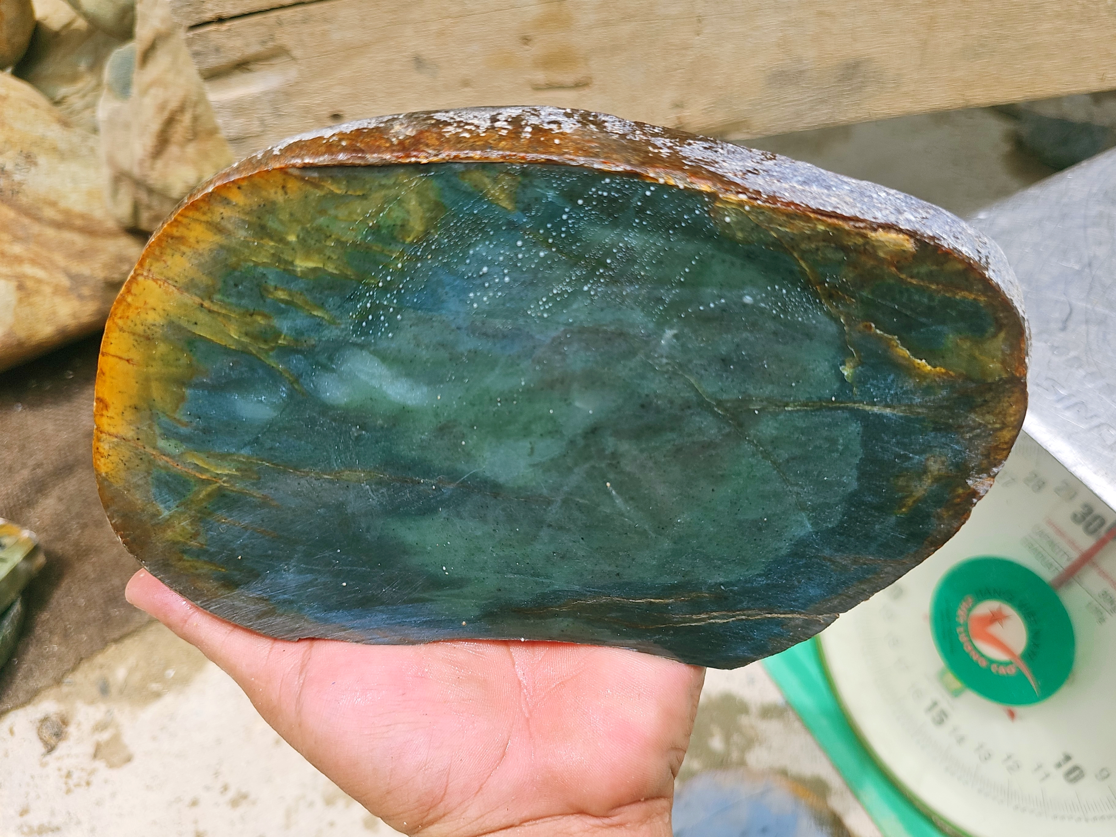 Natural Blue-Green Nephrite Jade Rough Stones – 2 Pieces, 2.3 KG Total Weight