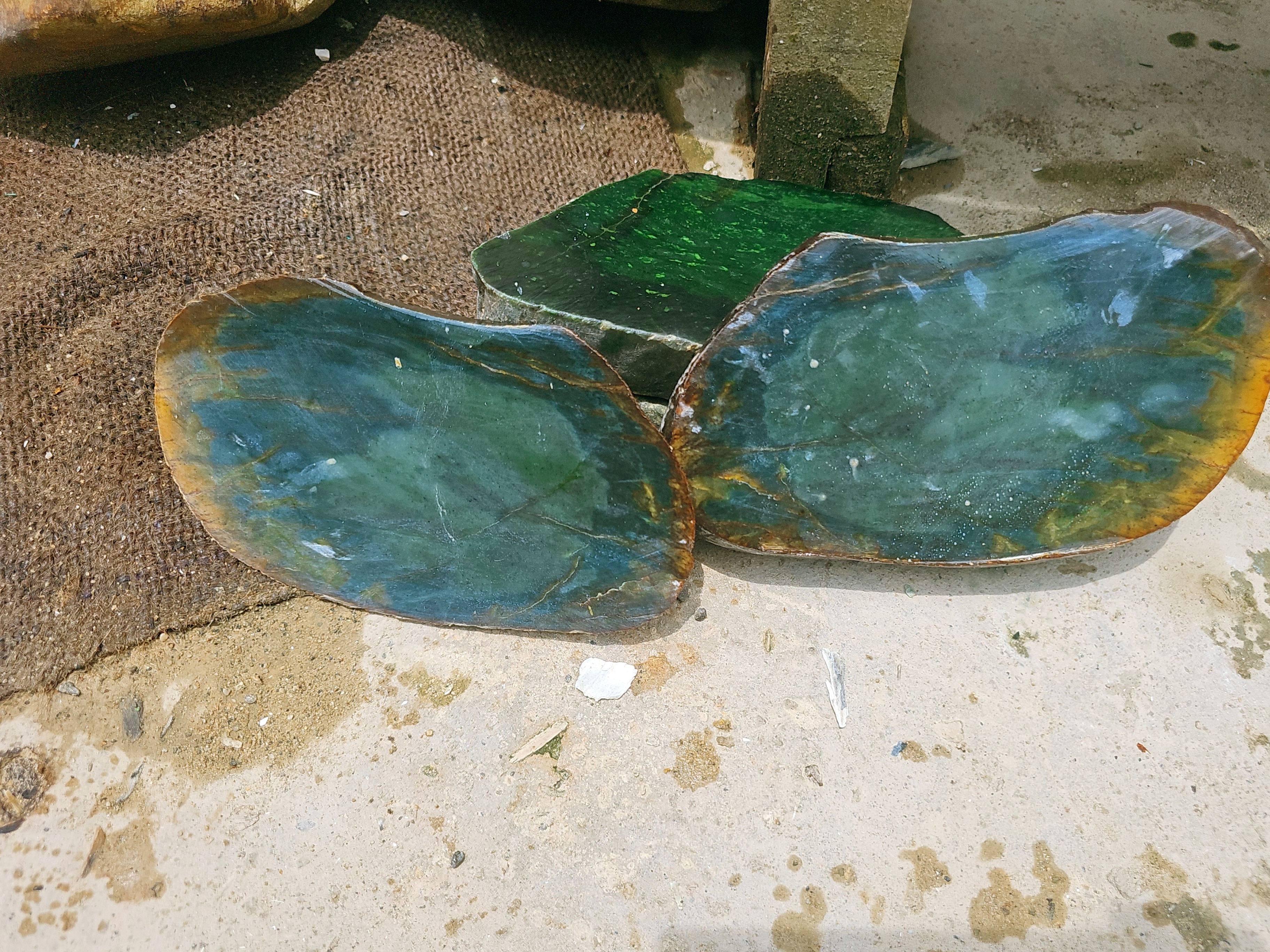 Natural Blue-Green Nephrite Jade Rough Stones – 2 Pieces, 2.3 KG Total Weight