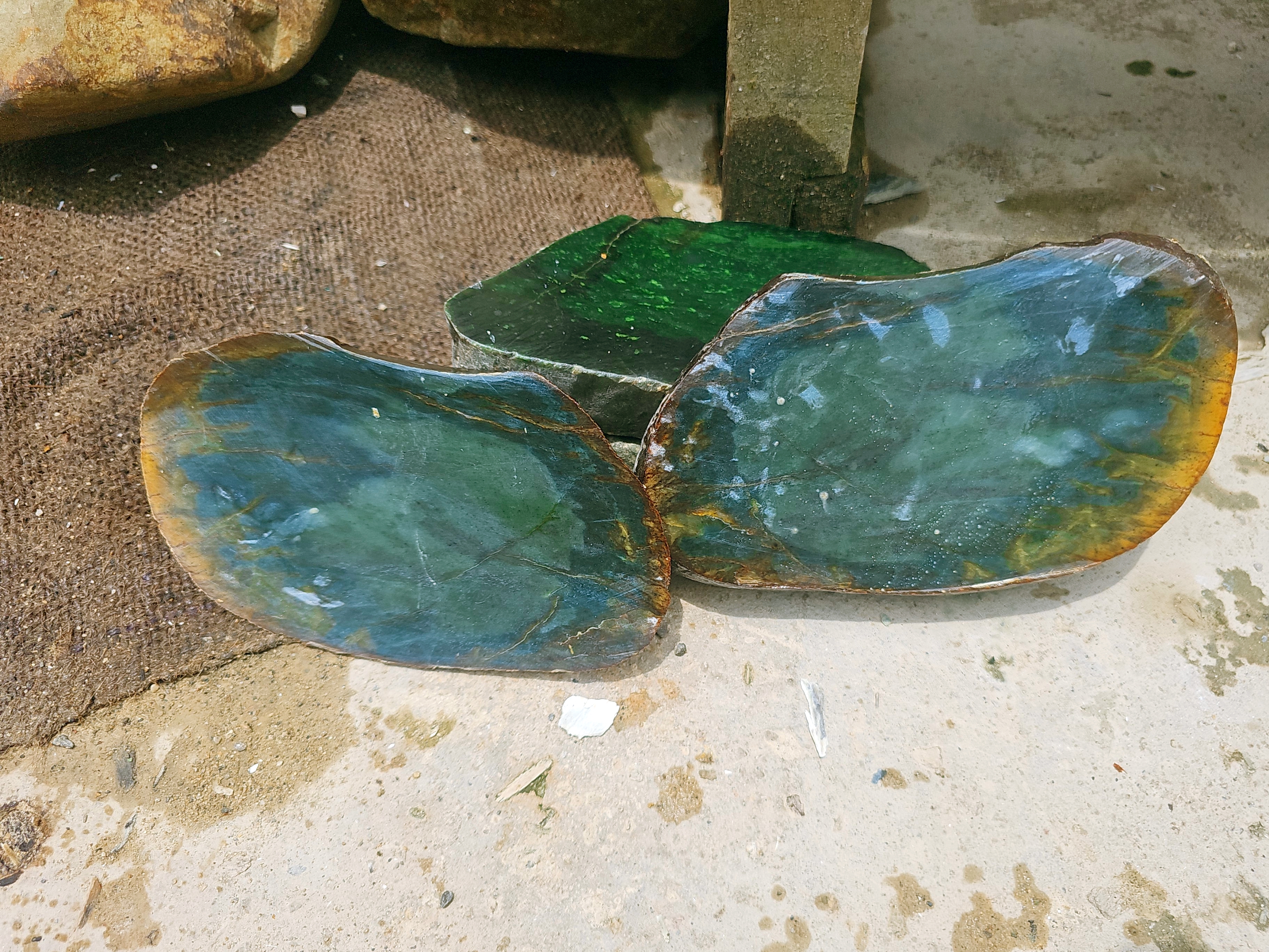 Natural Blue-Green Nephrite Jade Rough Stones – 2 Pieces, 2.3 KG Total Weight