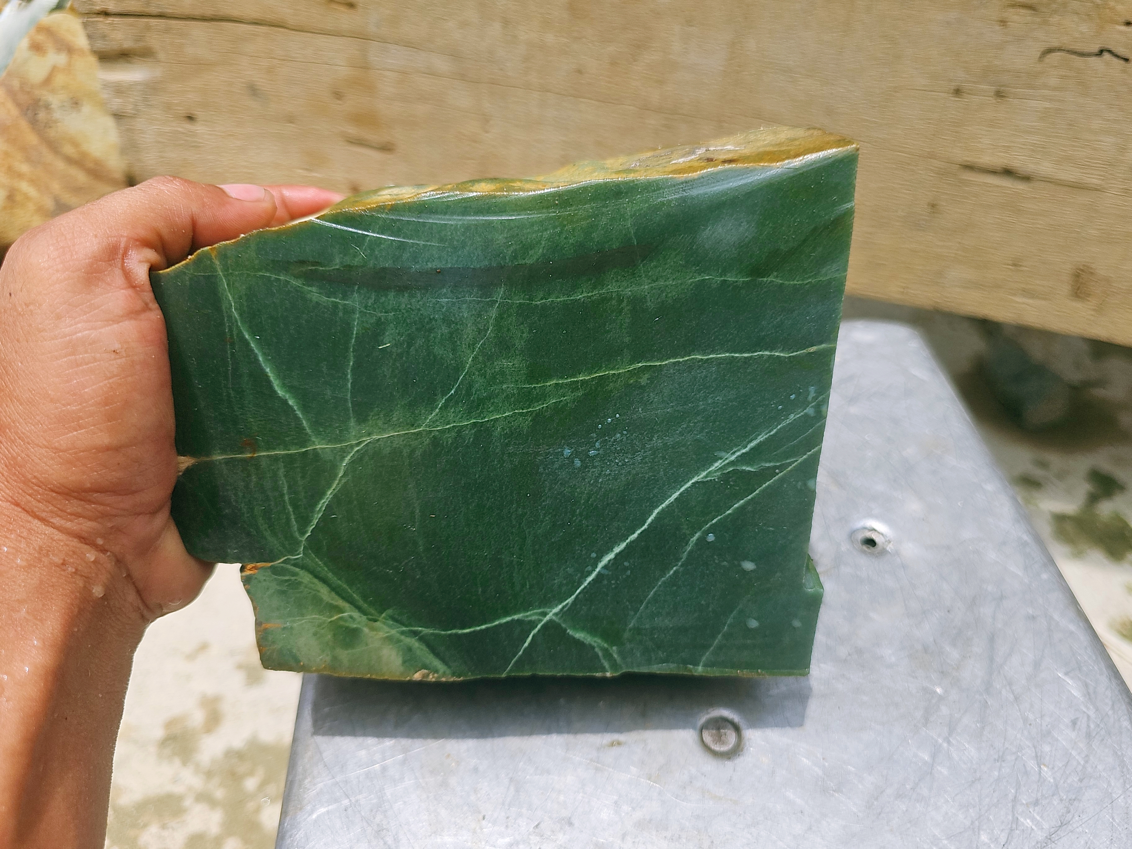 Natural Dark Green Nephrite Jade Rough Slab – 2.2 KG