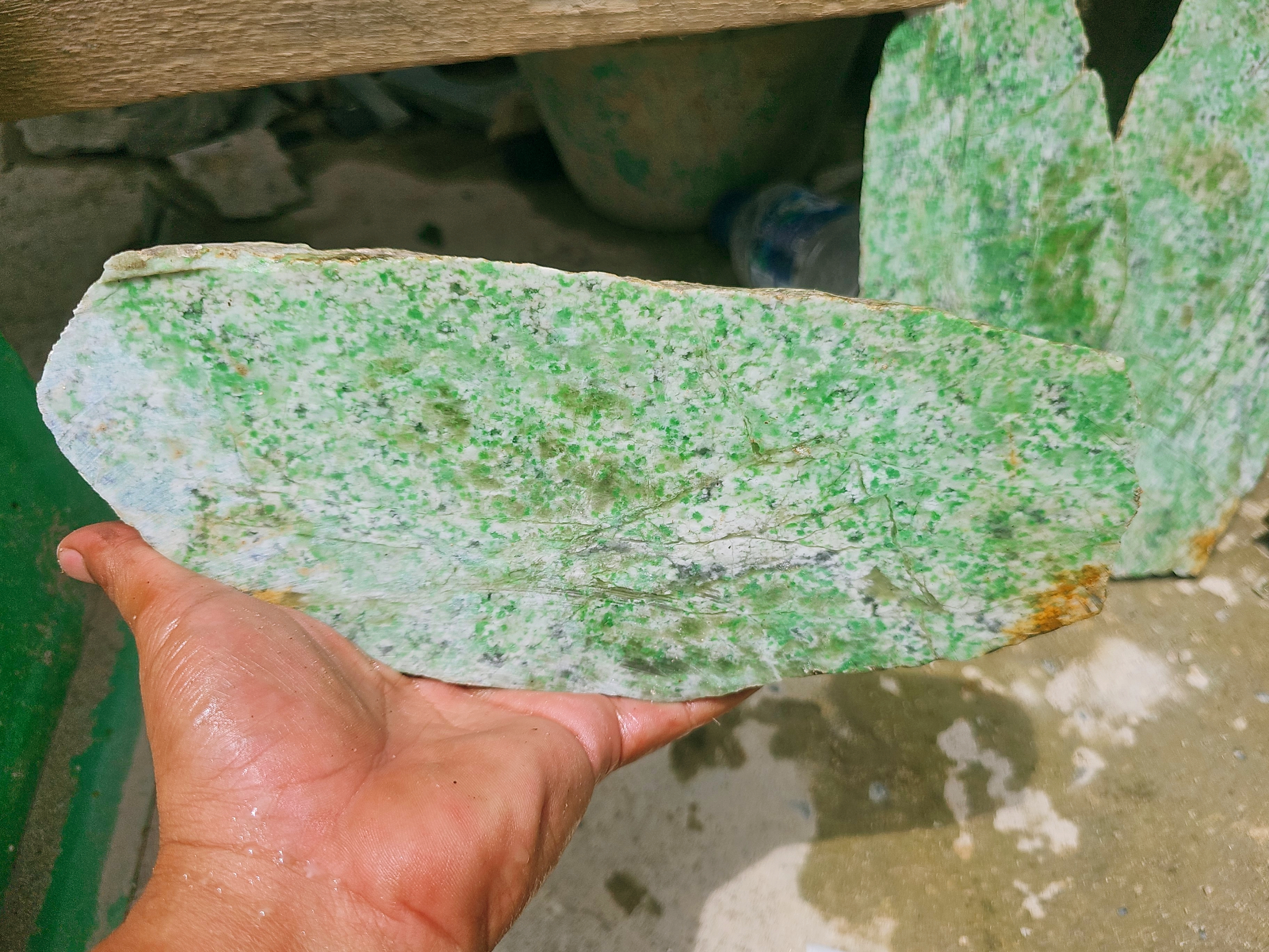 Natural Green and White Nephrite Jade Rough Stones – 2.8 KG, 3 Pieces