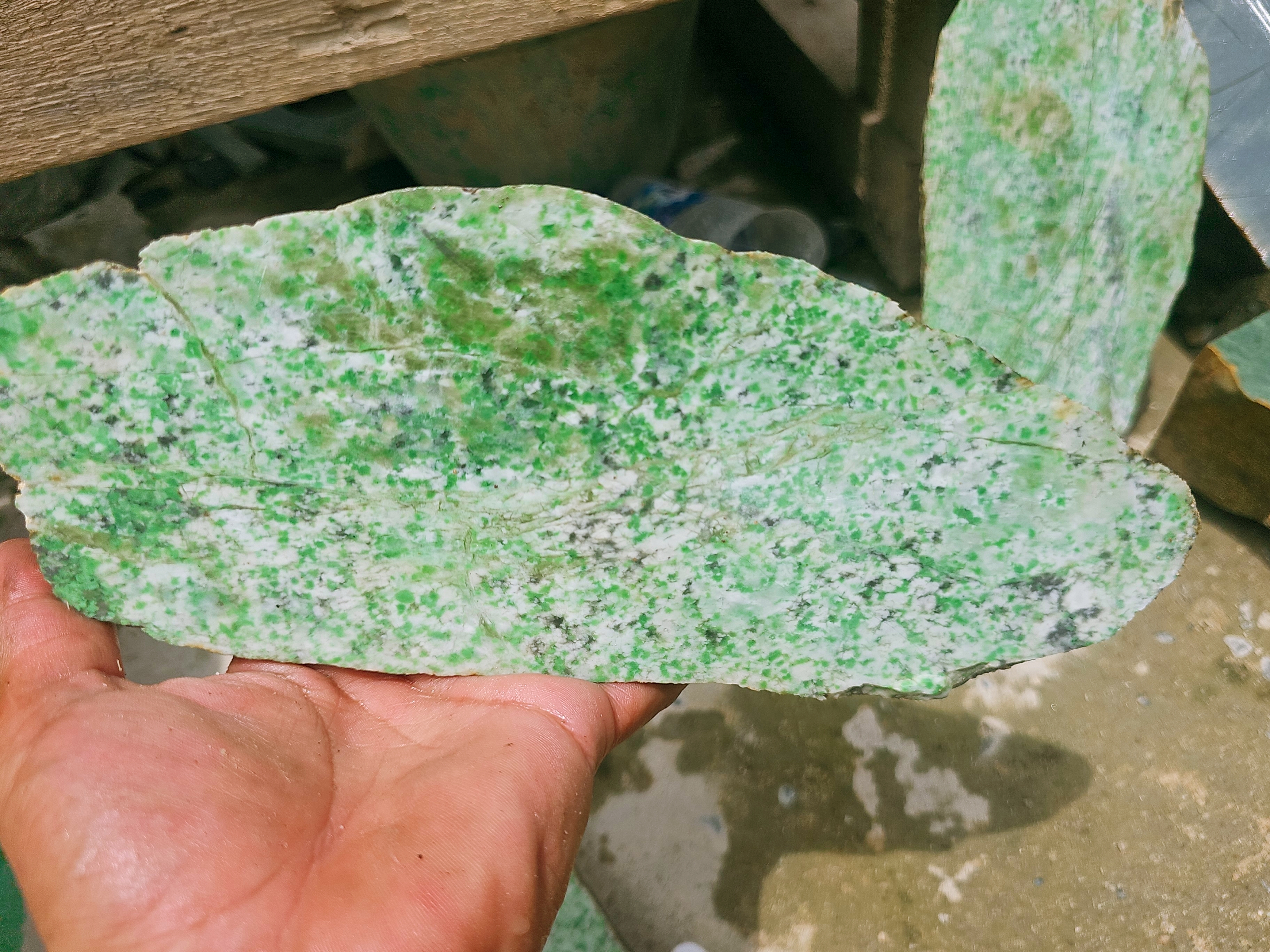 Natural Green and White Nephrite Jade Rough Stones – 2.8 KG, 3 Pieces