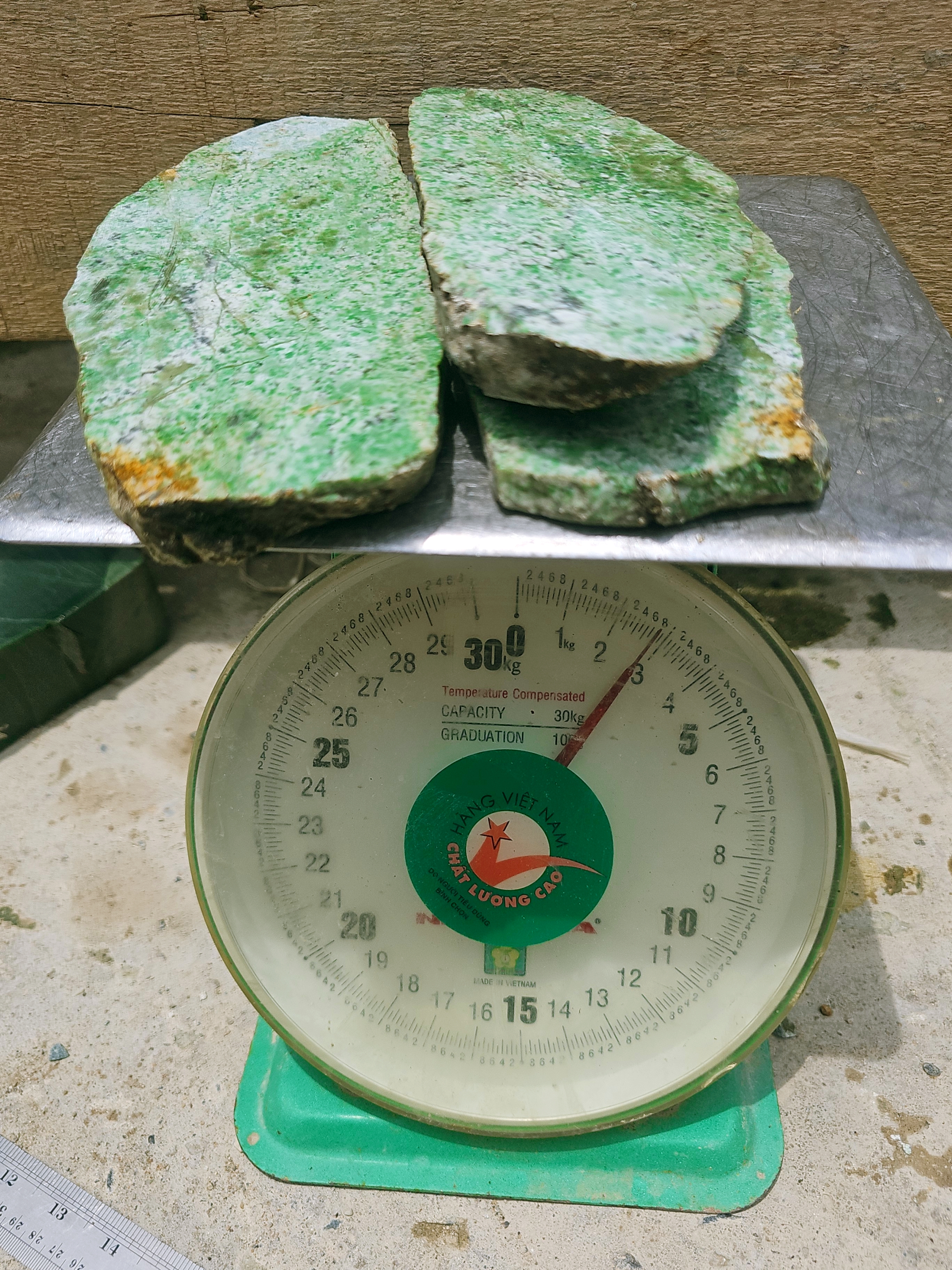 Natural Green and White Nephrite Jade Rough Stones – 2.8 KG, 3 Pieces