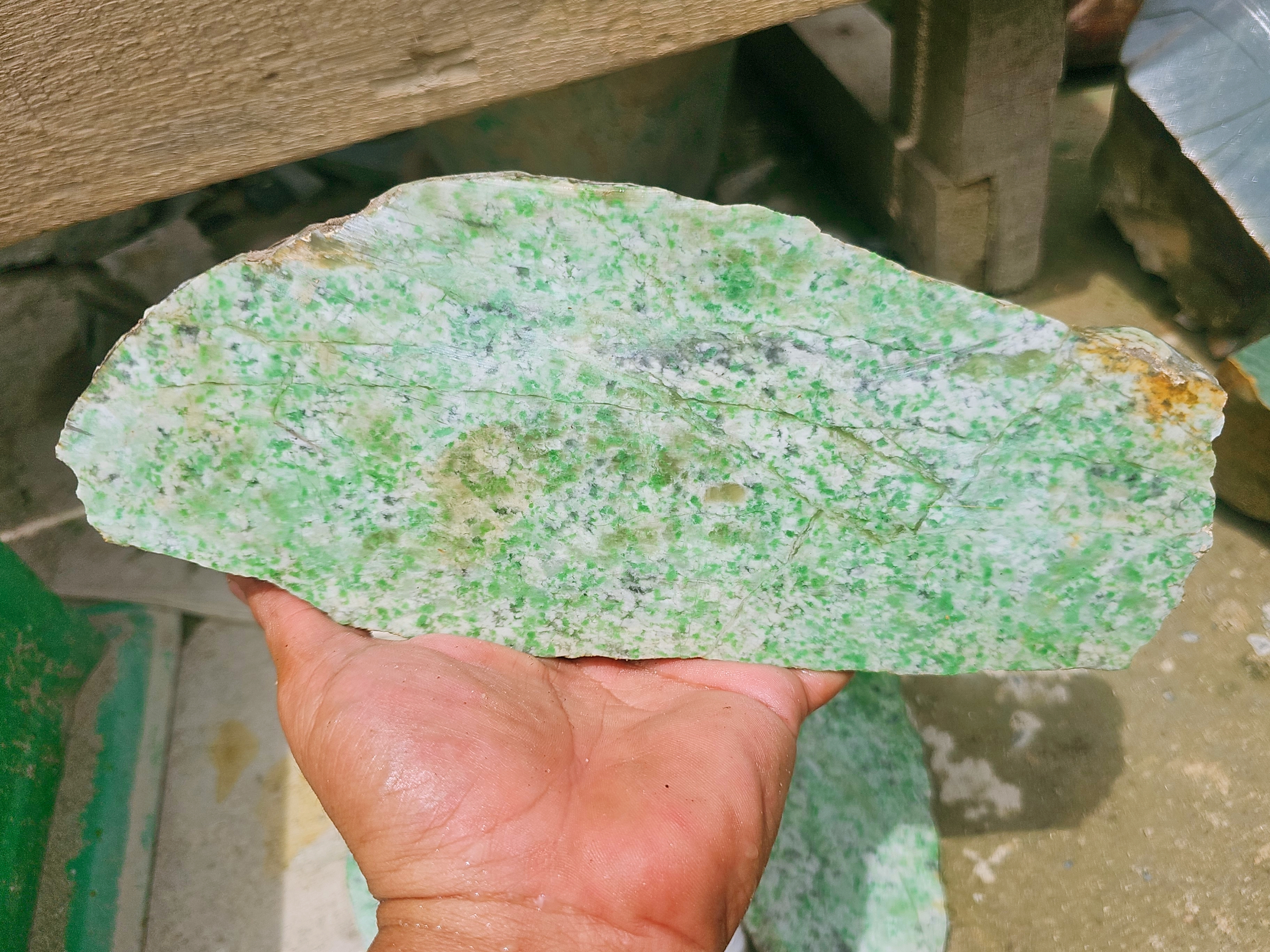 Natural Green and White Nephrite Jade Rough Stones – 2.8 KG, 3 Pieces