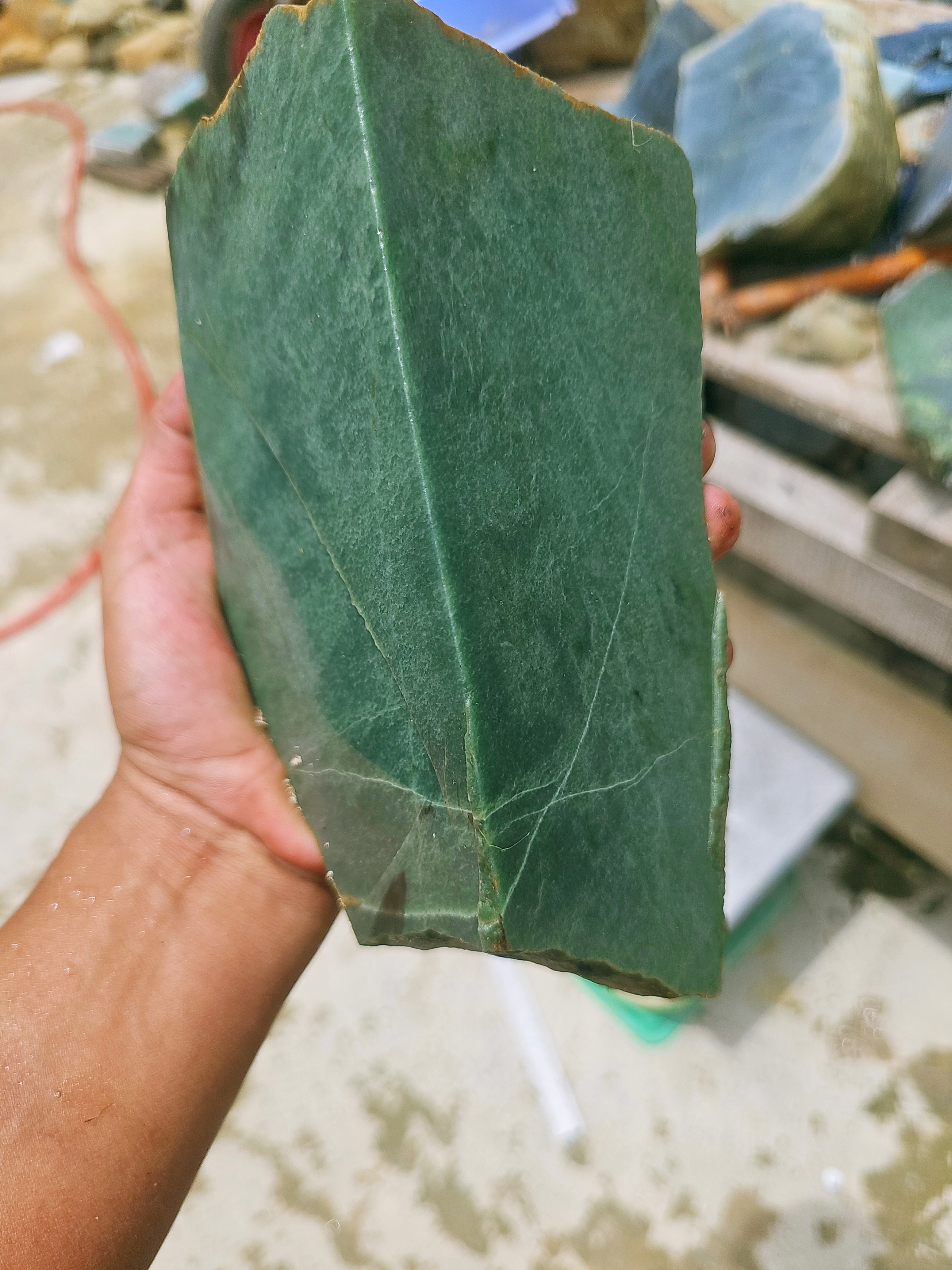 Natural Dark Green Nephrite Jade Rough Slab – 2.5 KG