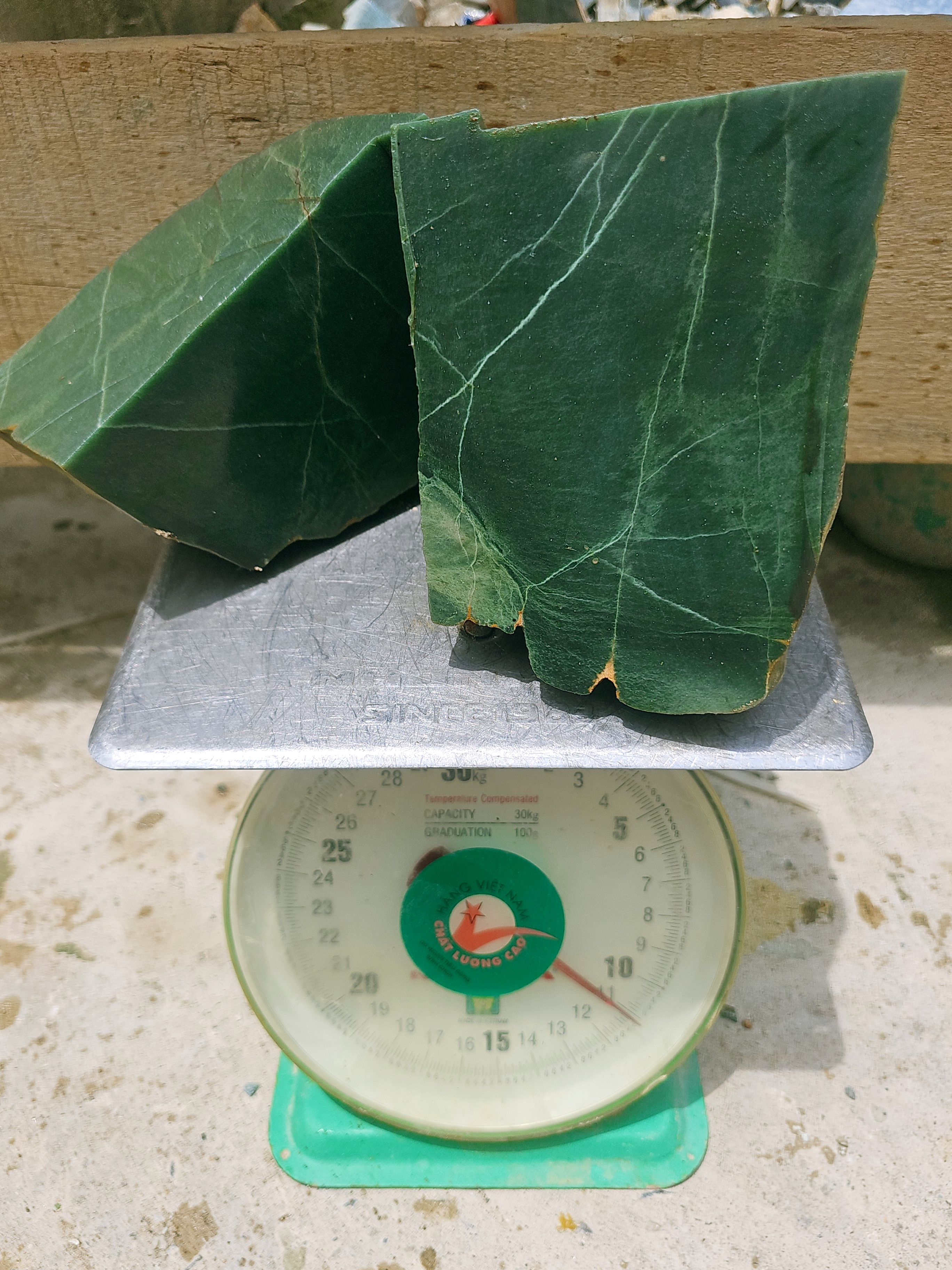 Natural Green Nephrite Jade Rough Slabs – 11.1 KG – 2 Pieces