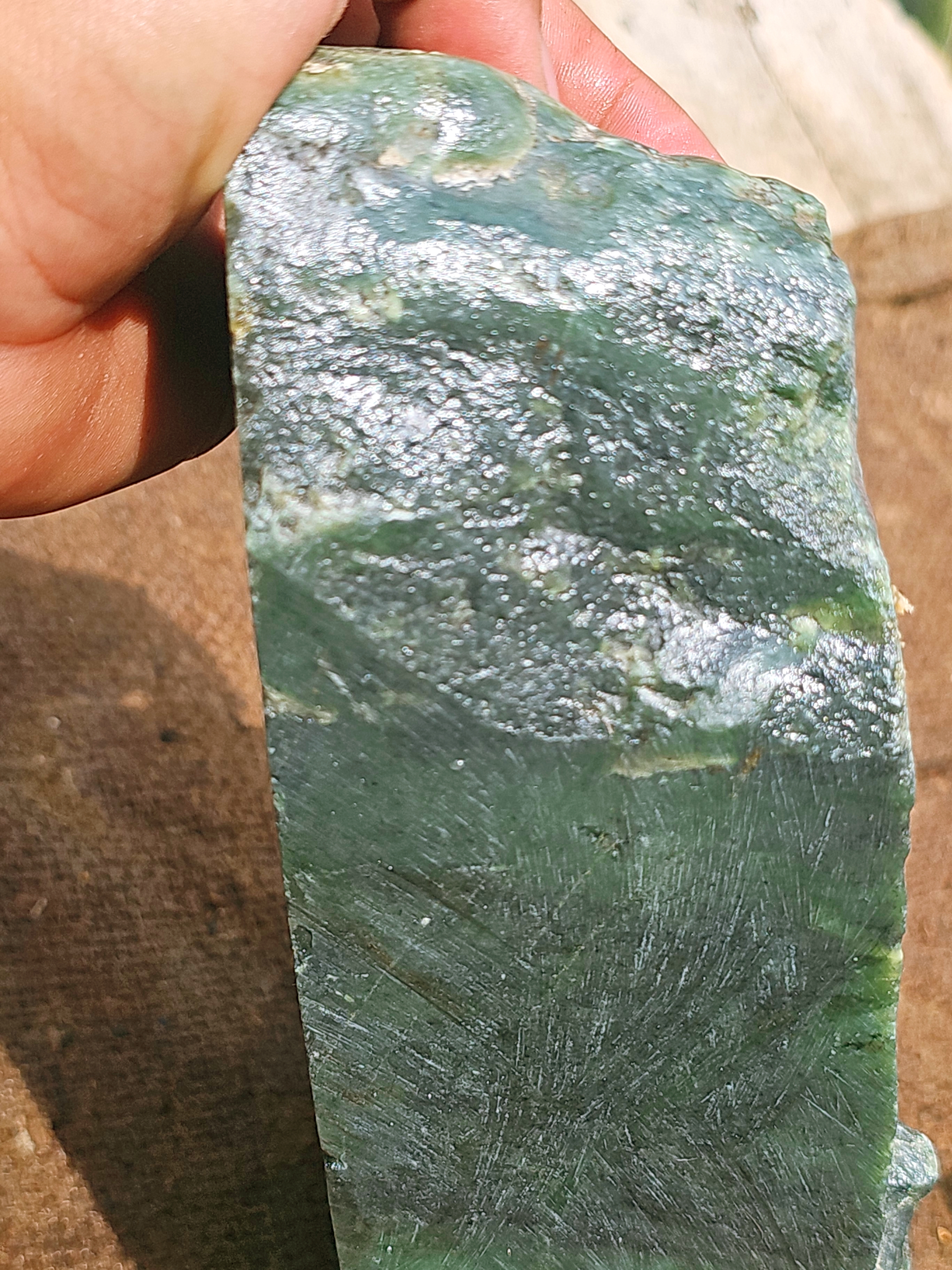 Natural Dark Green Nephrite Jade Rough Stone – 7.5 KG Raw Jade with Green Patterns