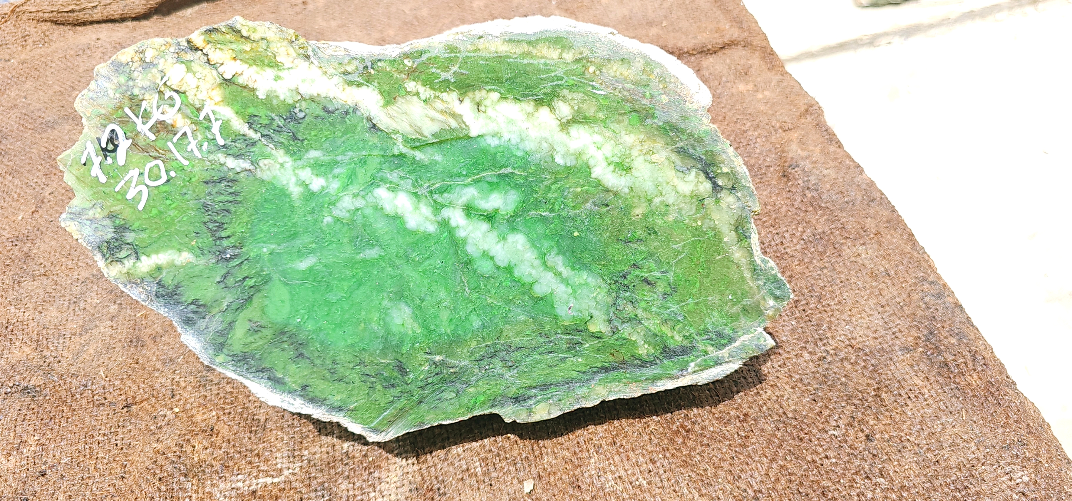 Natural Green Nephrite Jade Rough Stone – 7.2 KG Raw Green Jade with White Patterns