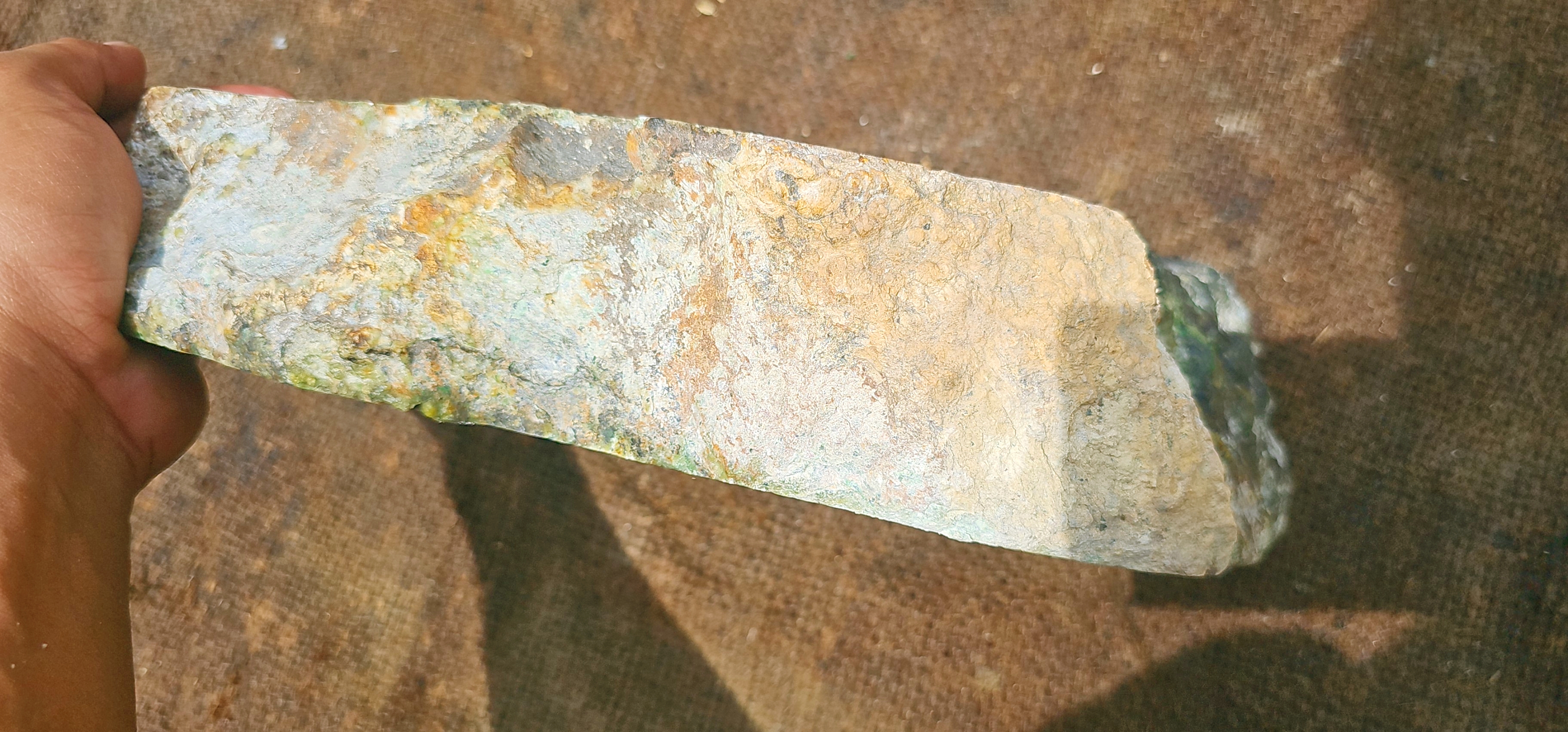 Natural Green Nephrite Jade Rough Stone – 7.2 KG Raw Green Jade with White Patterns