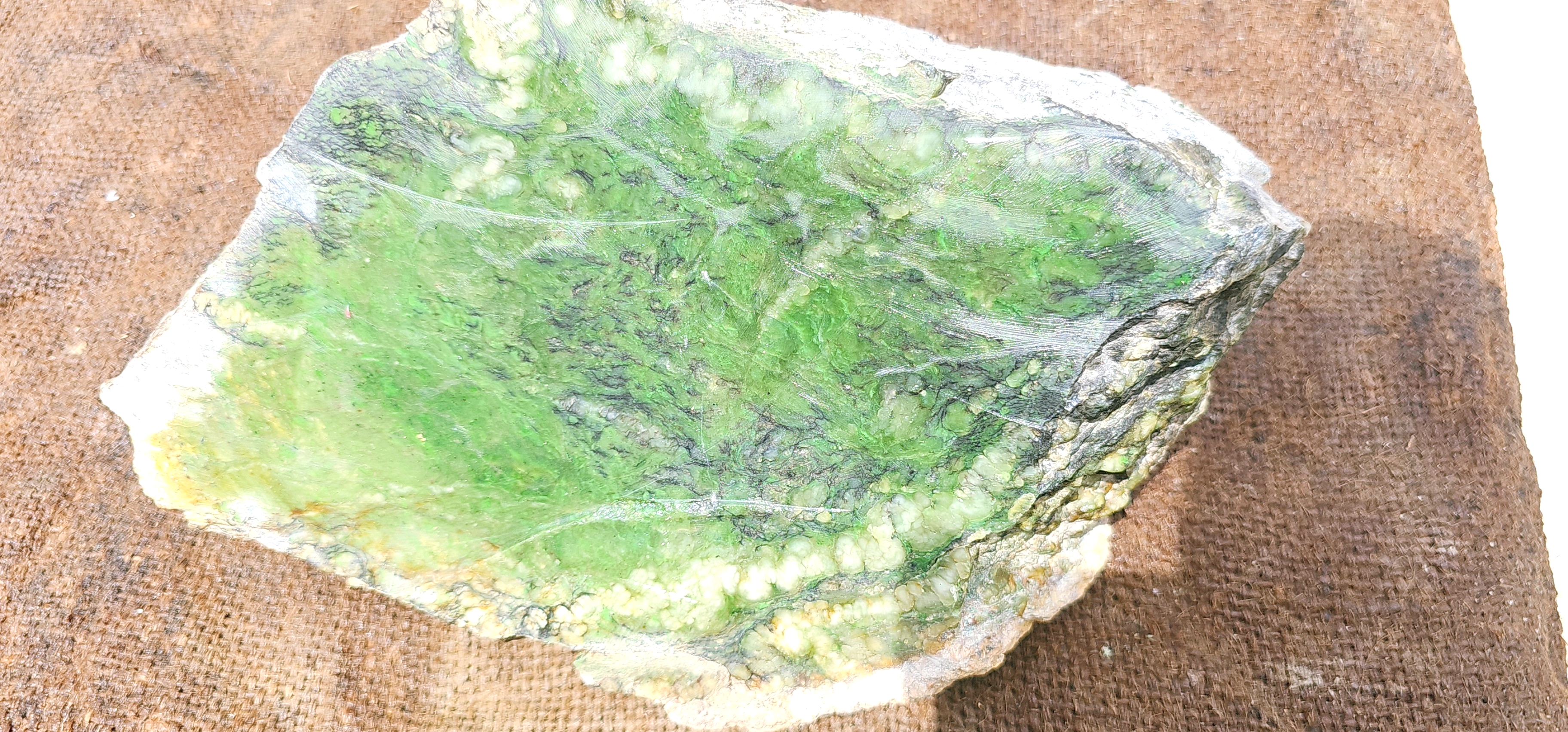 Natural Green Nephrite Jade Rough Stone – 7.2 KG Raw Green Jade with White Patterns