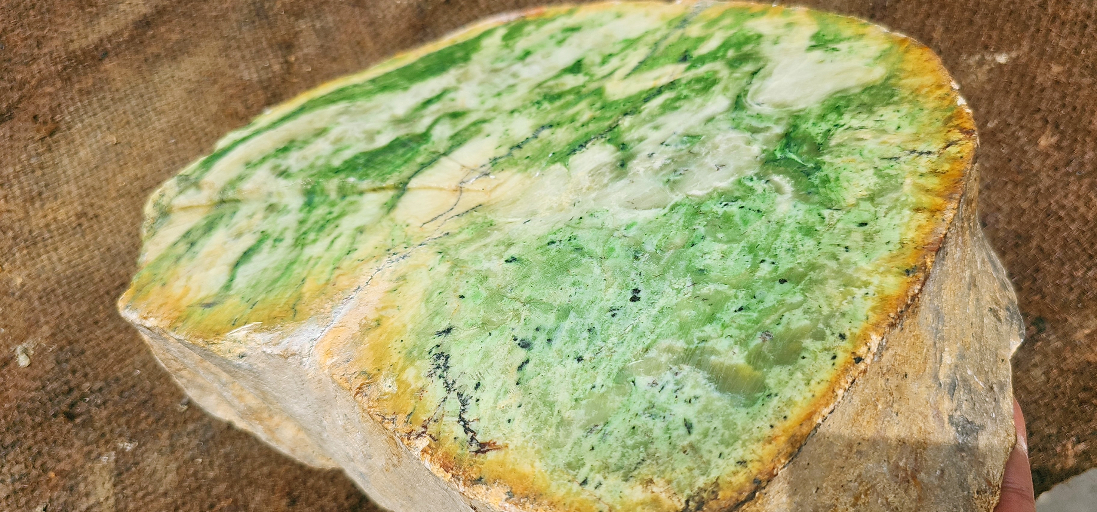 Natural Green and White Nephrite Jade Rough Stone – 7.6 KG Raw Jade