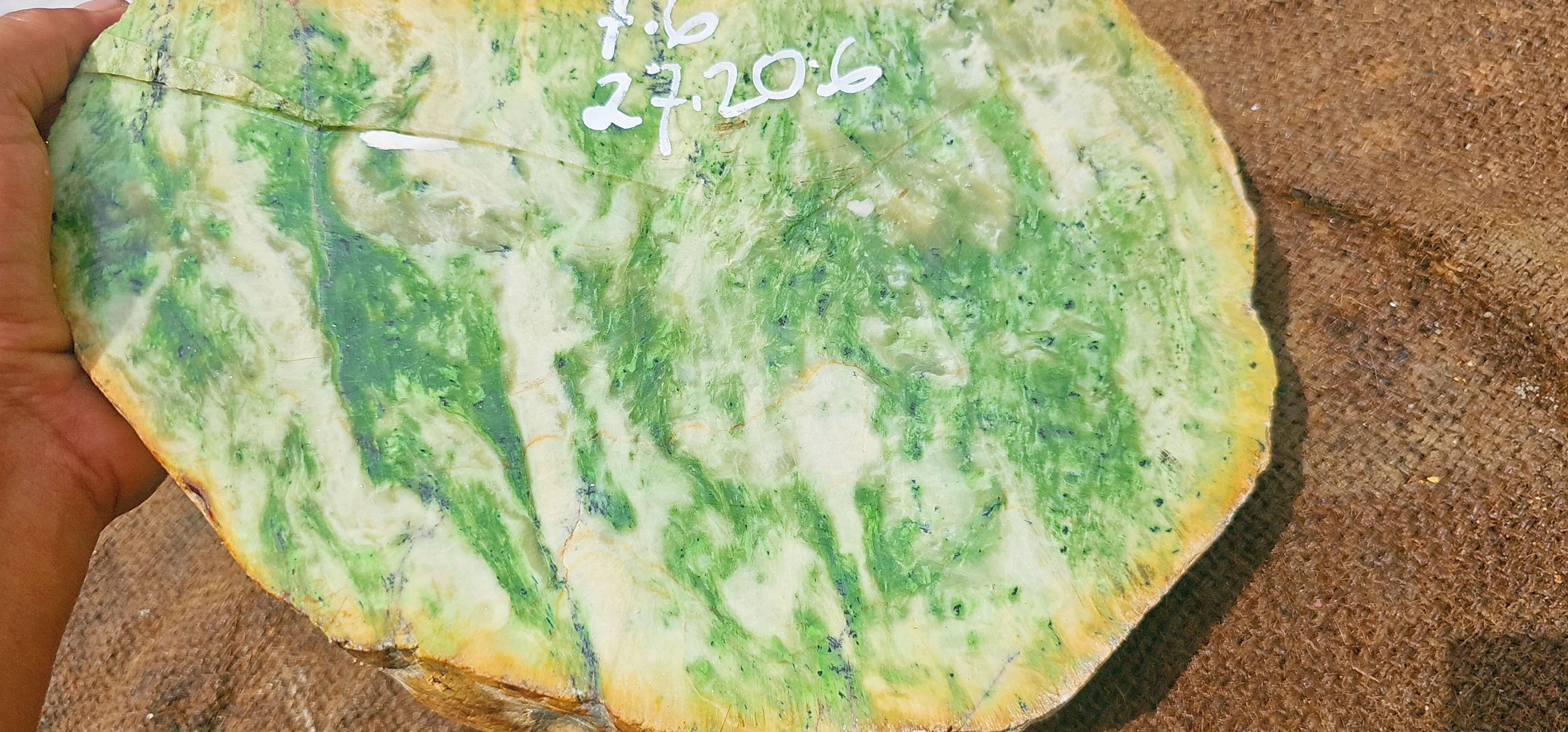 Natural Green and White Nephrite Jade Rough Stone – 7.6 KG Raw Jade