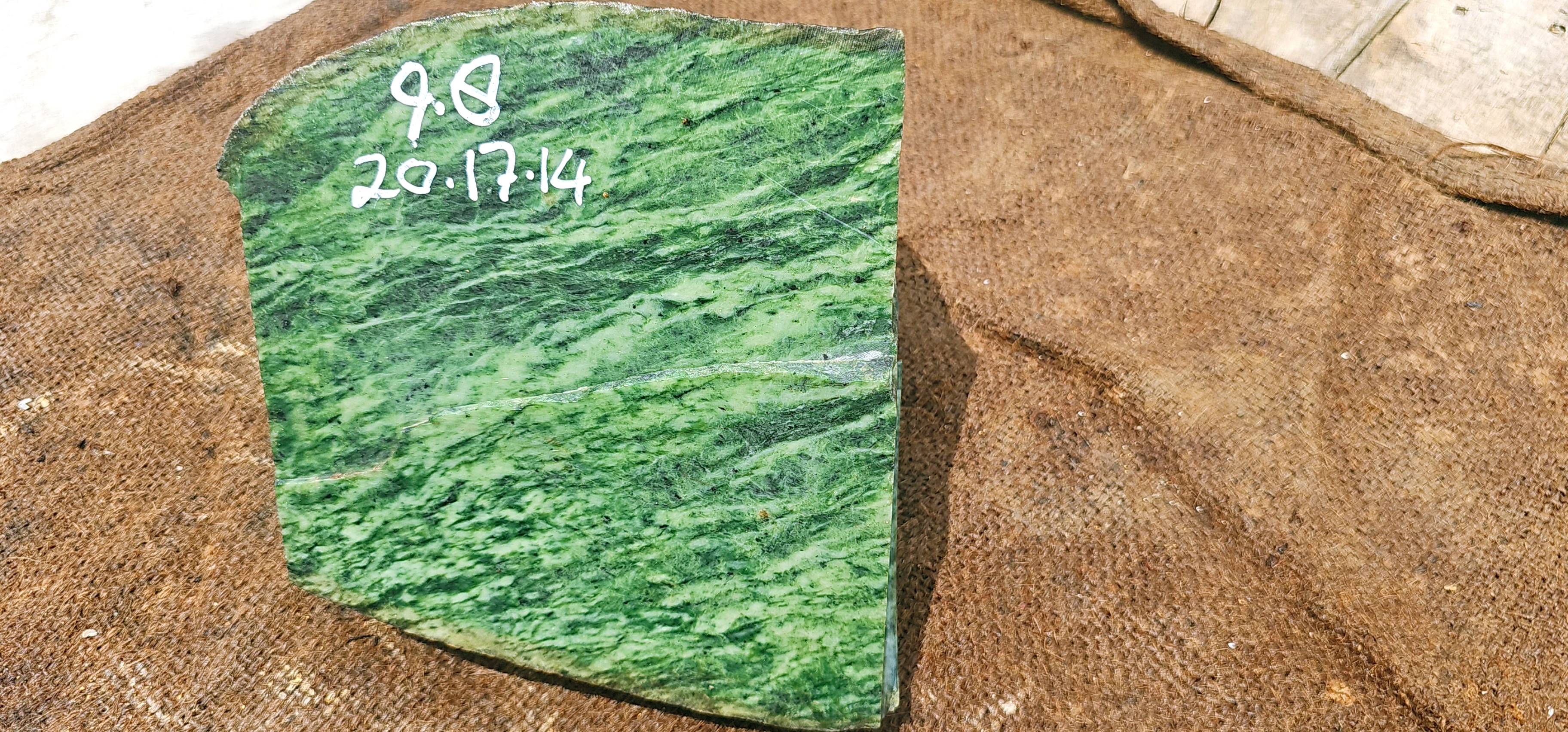 Natural Green Nephrite Jade Rough Stone – 9.8 KG Raw Green Jade with Layered Patterns