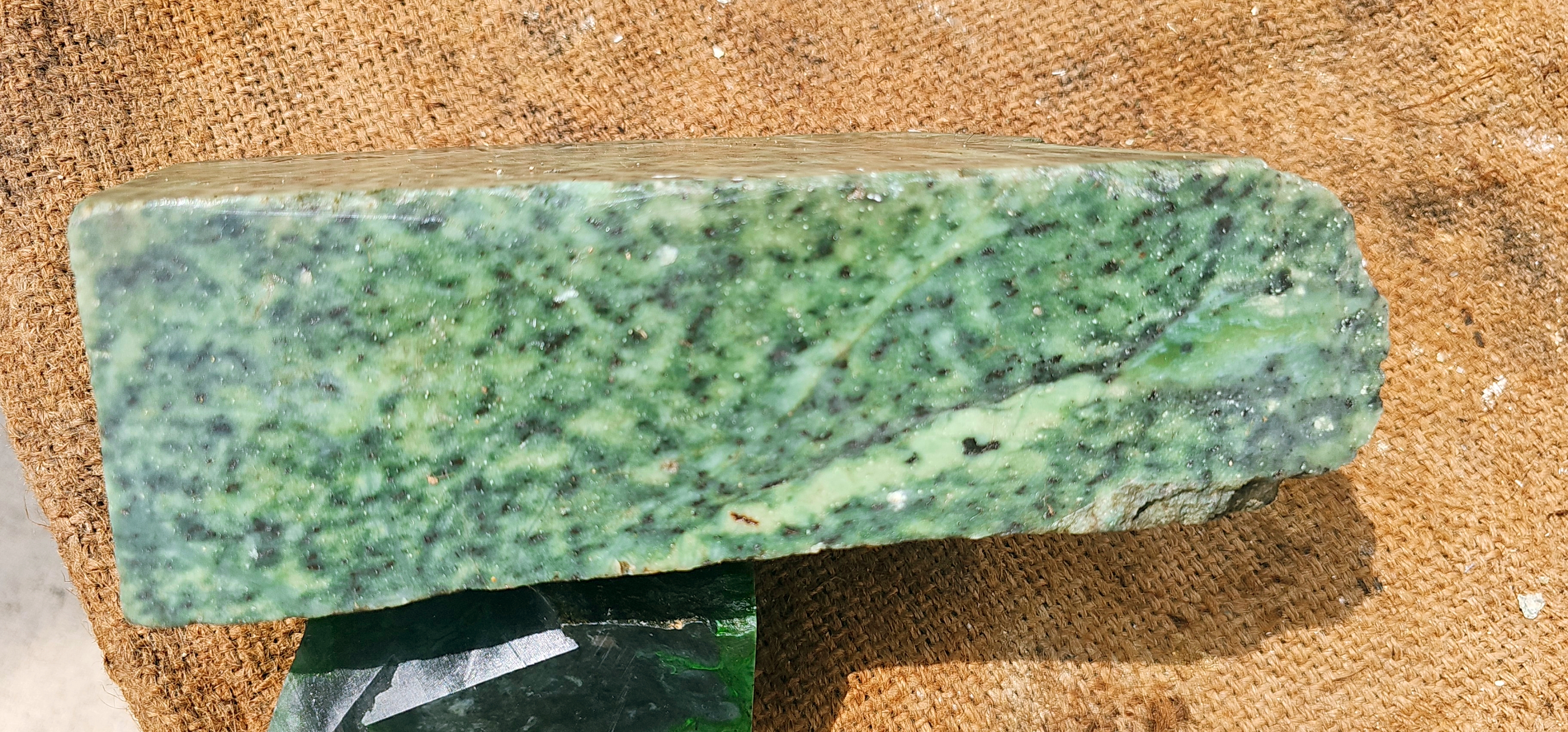 Natural Green Nephrite Jade Rough Stone – Blue-Green Color, 4.6 KG