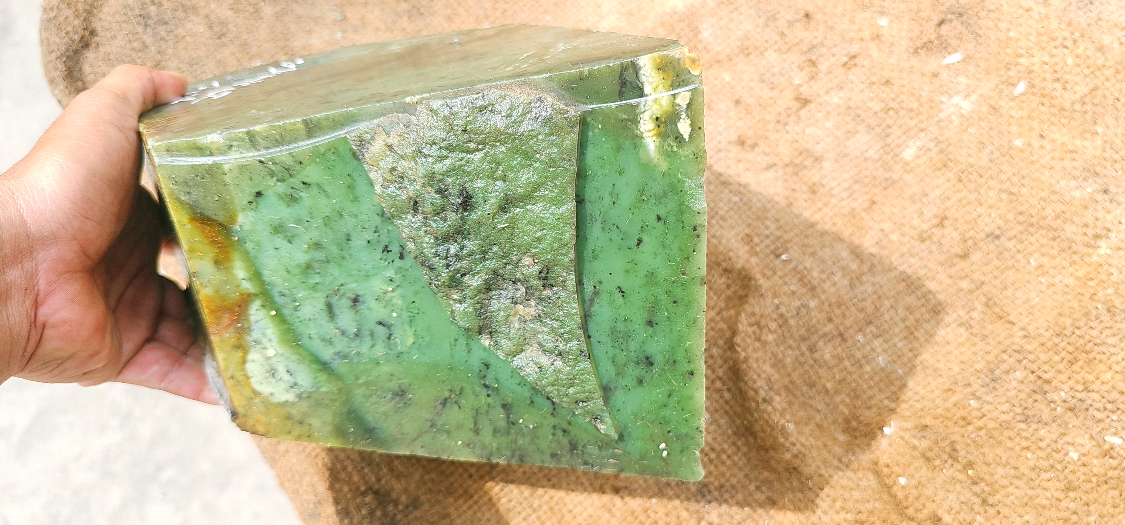 Natural Green Nephrite Jade Rough Stone – Olive Green Gemstone, 7.8 KG