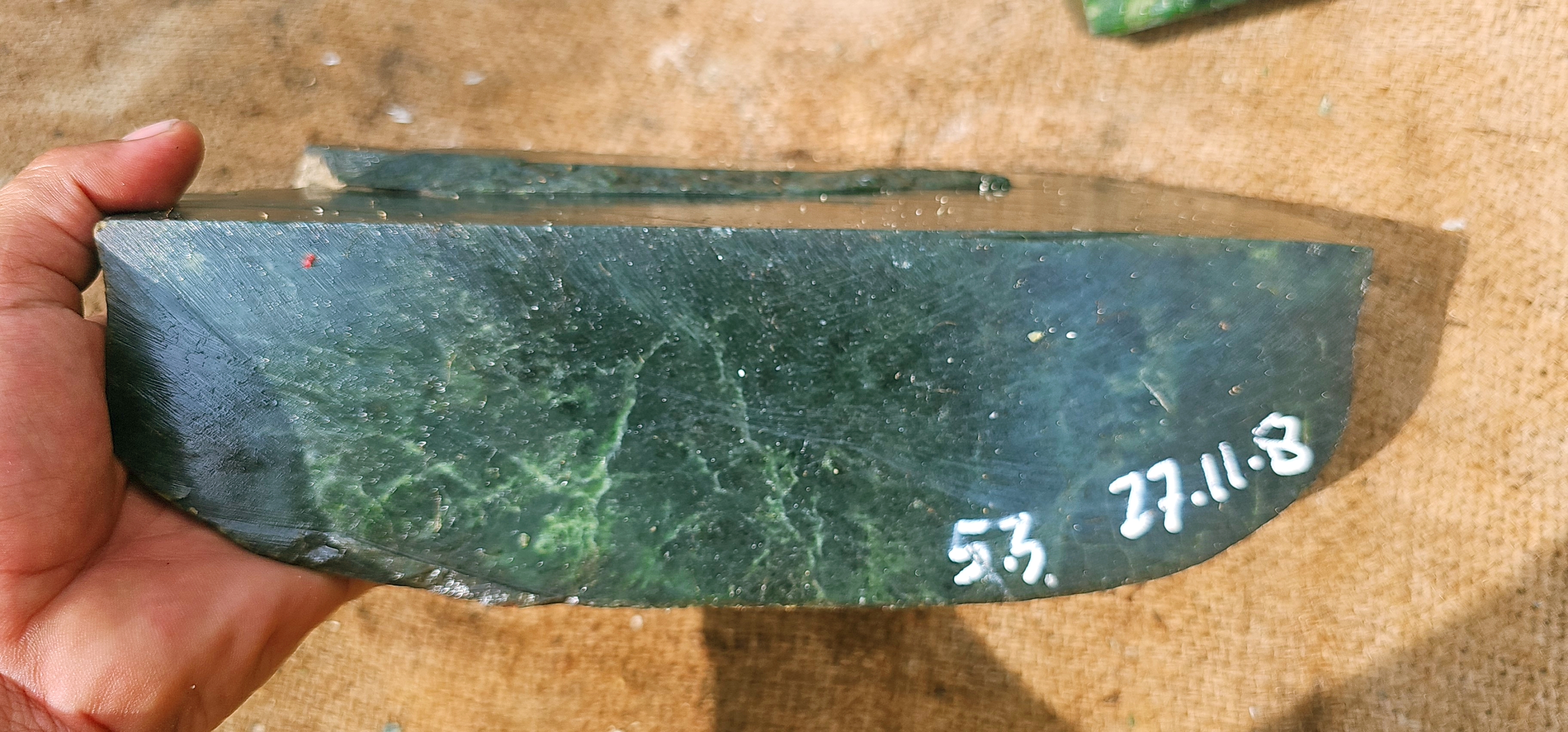Natural Dark Green Nephrite Jade Rough Stone – Blue-Green Patterns, 5.3 KG