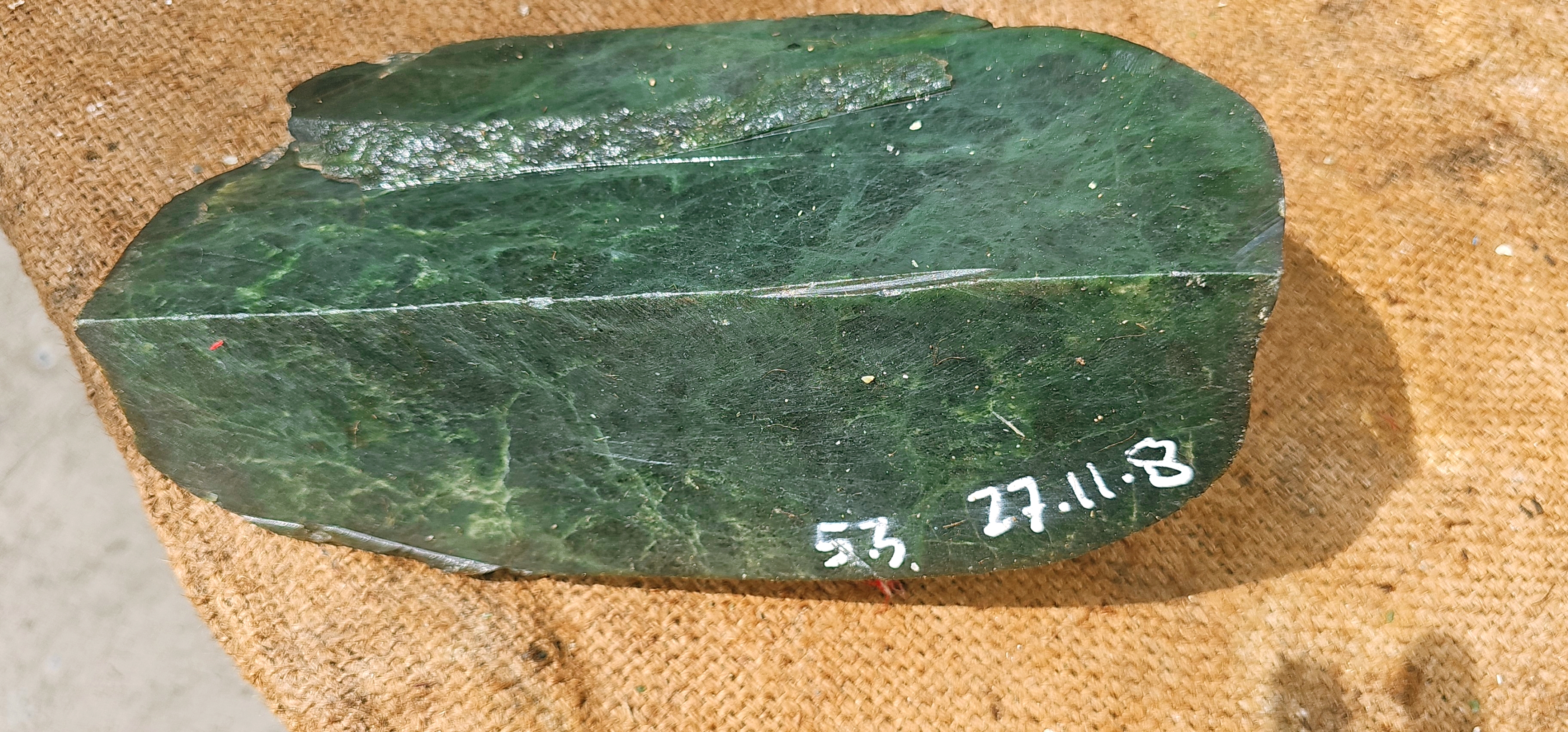 Natural Dark Green Nephrite Jade Rough Stone – Blue-Green Patterns, 5.3 KG