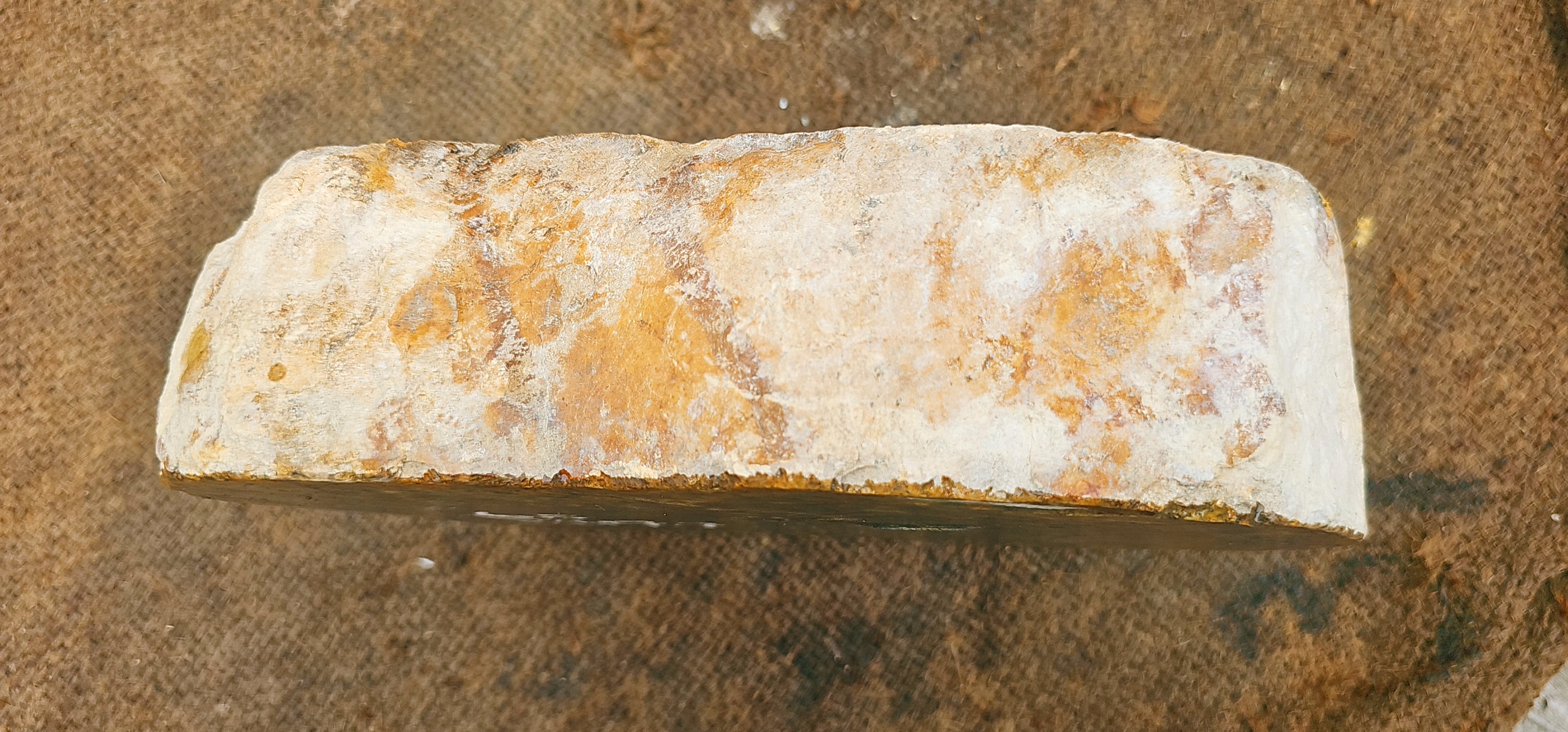 6.5KG Natural Dark Green Nephrite Jade Rough Slab – Green Stone with Golden Yellow and Orange-Brown Inclusions