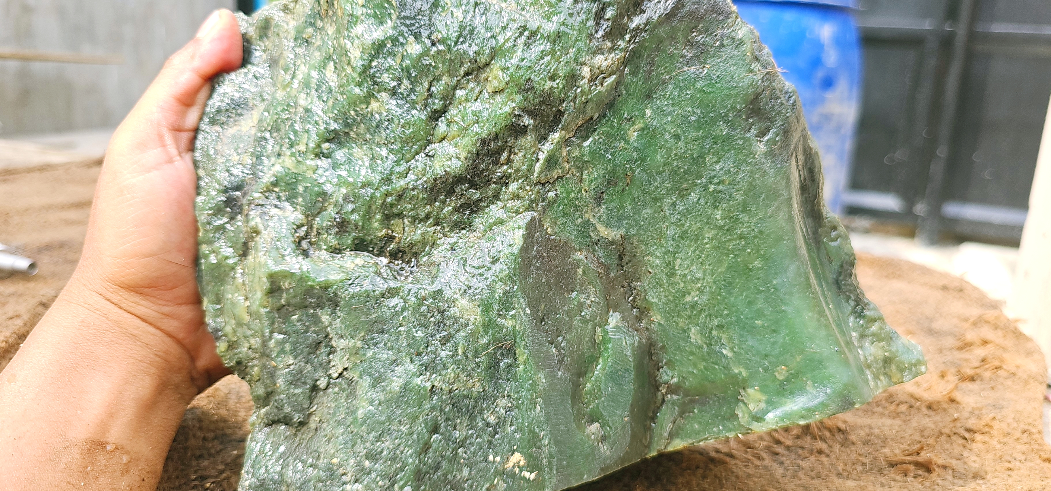 Natural Dark Green Nephrite Jade Rough Slab – 5.9 KG