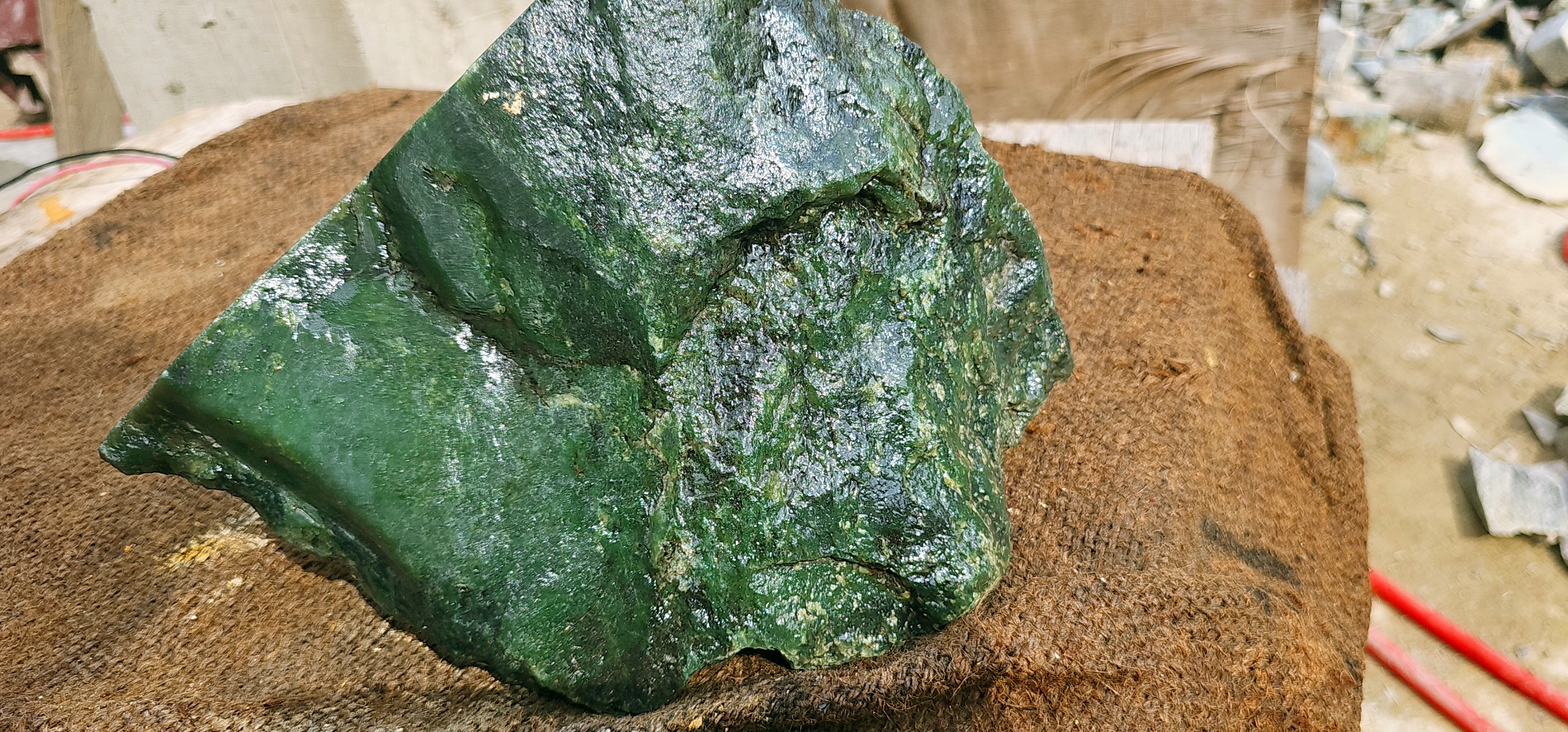 Natural Dark Green Nephrite Jade Rough Slab – 5.9 KG
