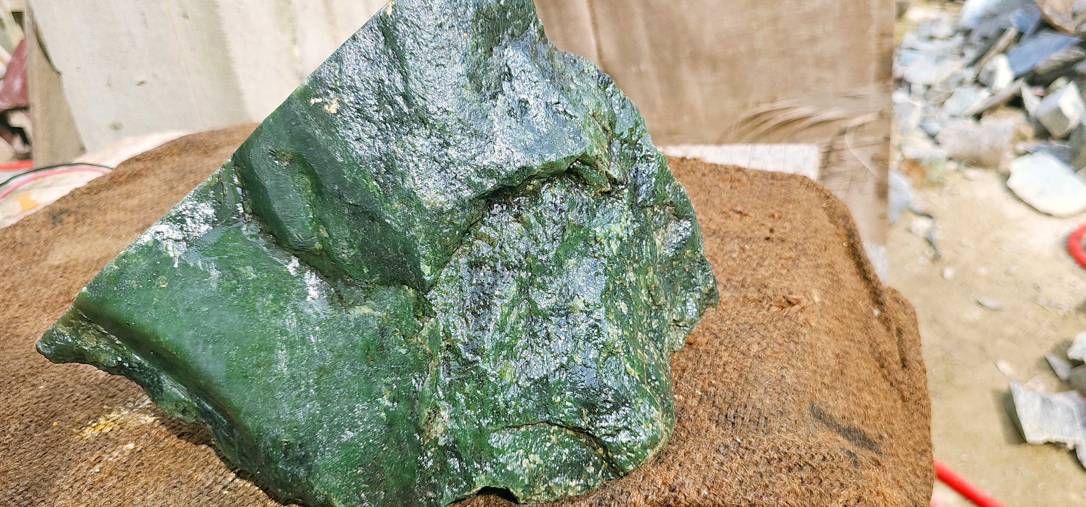 Natural Dark Green Nephrite Jade Rough Slab – 5.9 KG