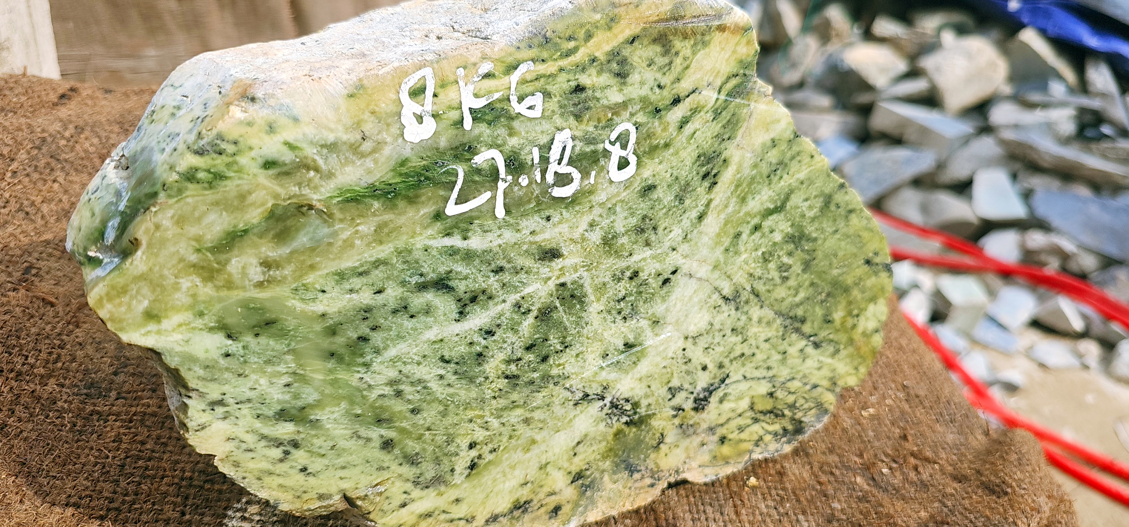 Natural Light Green Nephrite Jade Rough Slab – 8 KG