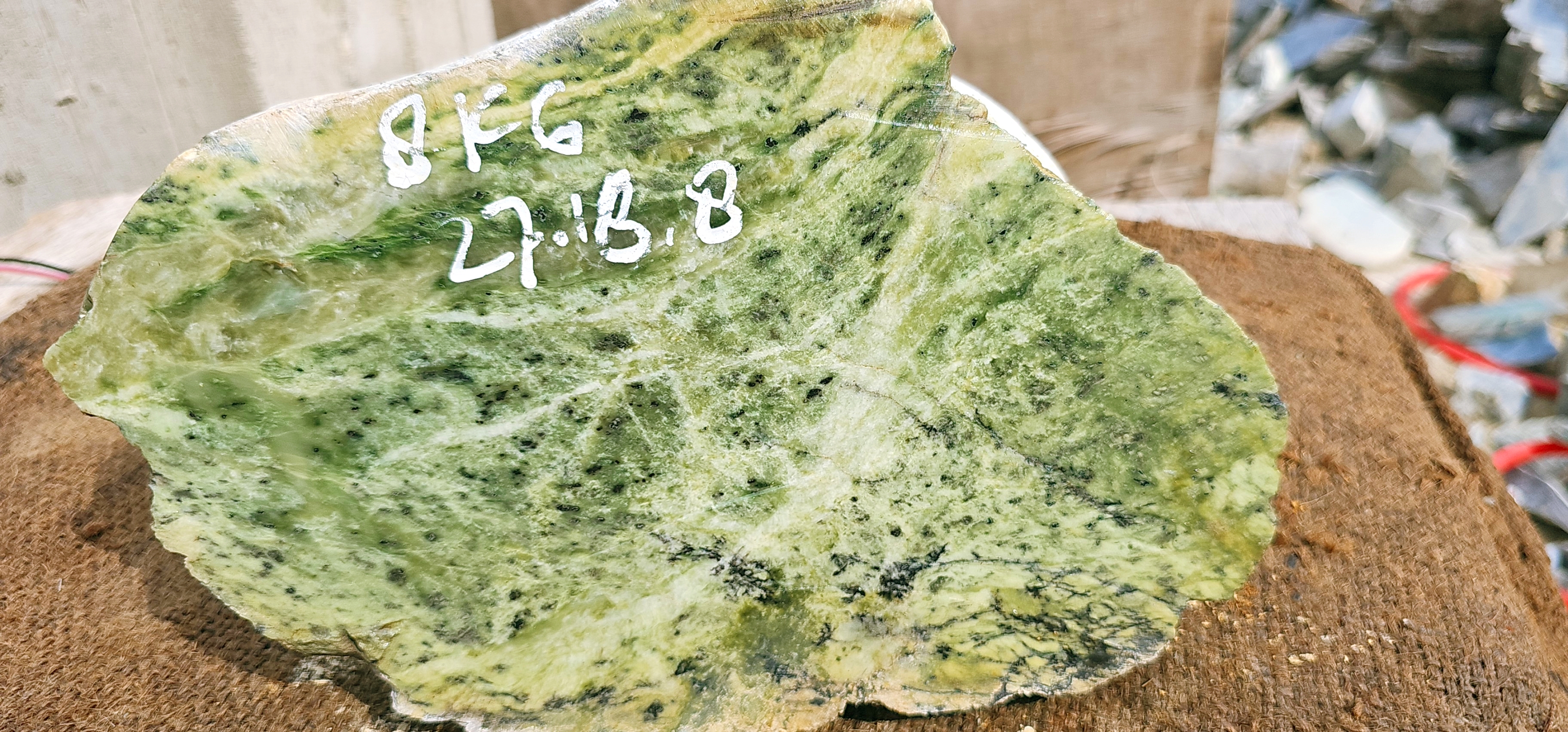 Natural Light Green Nephrite Jade Rough Slab – 8 KG
