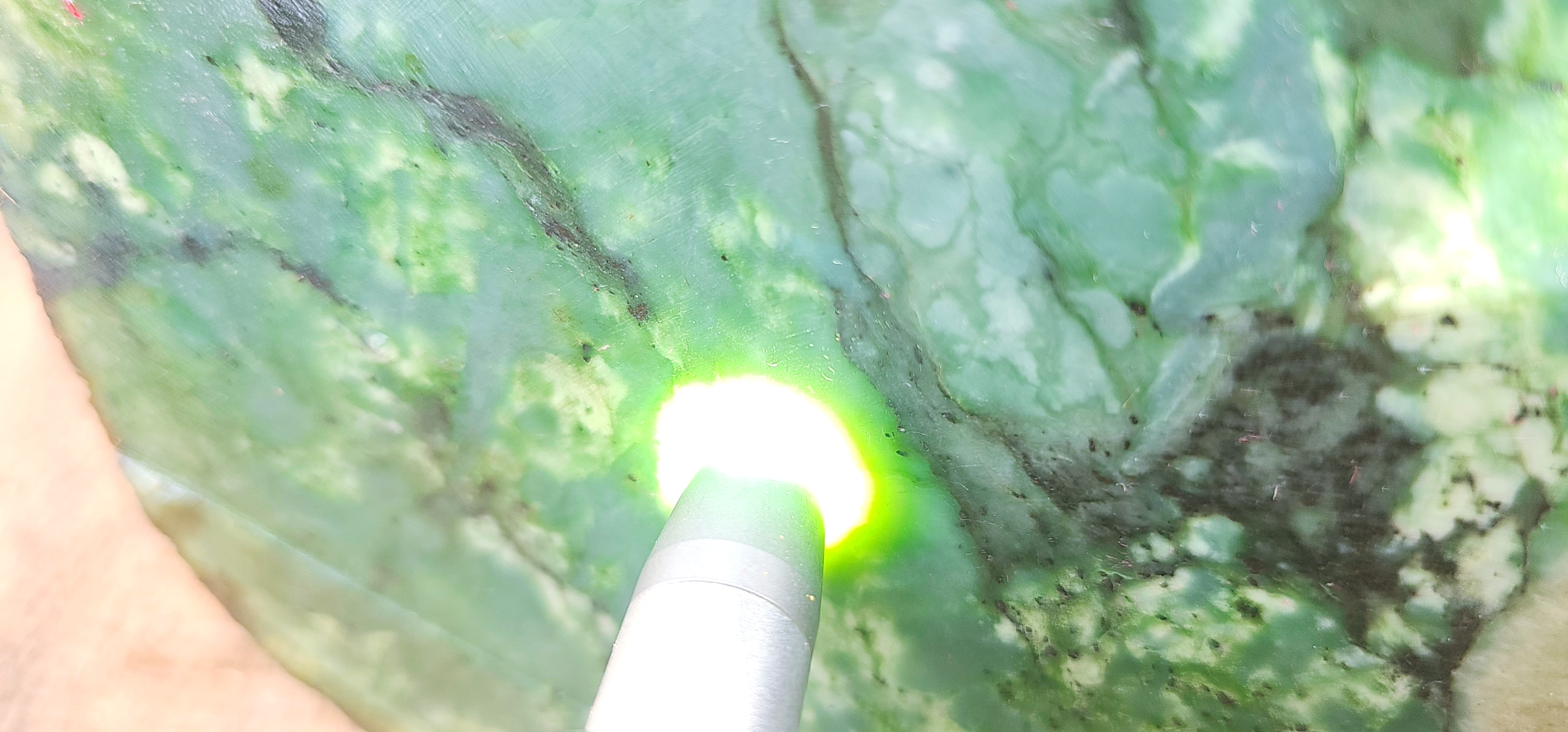 Natural Green Nephrite Jade Rough Slab – Mint Green and Dark Green Patterns, 6.4 KG