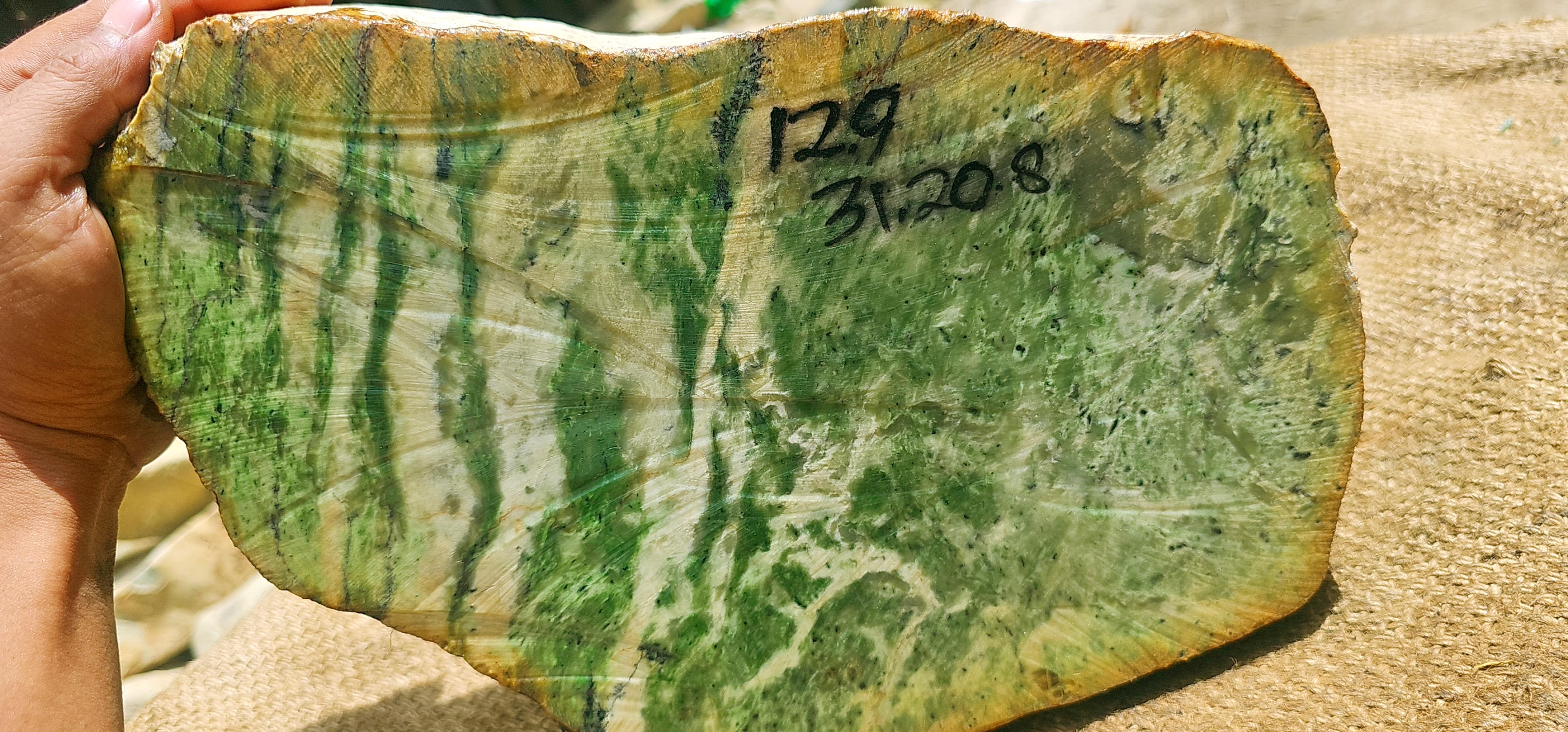 Natural Green and Yellow Nephrite Jade Rough Slab – 12.9 KG