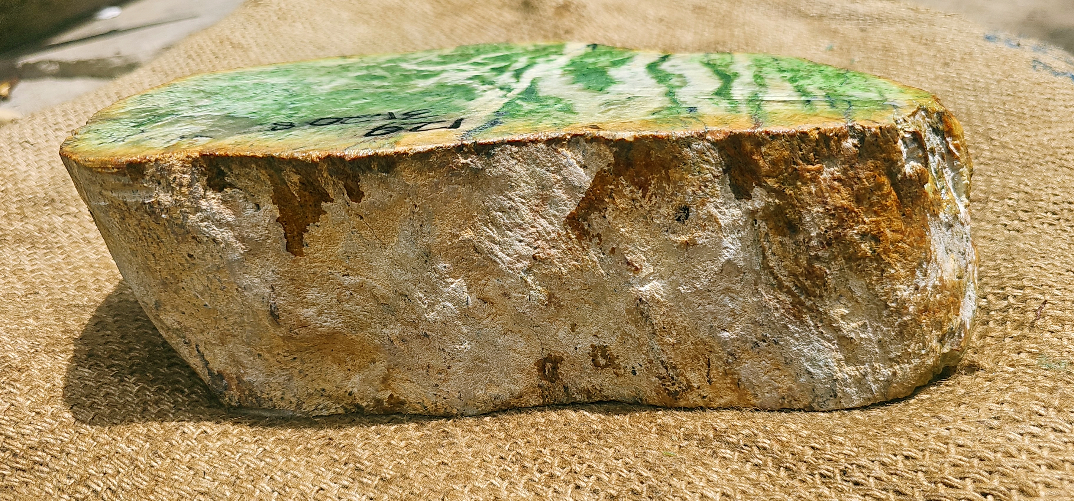 Natural Green and Yellow Nephrite Jade Rough Slab – 12.9 KG