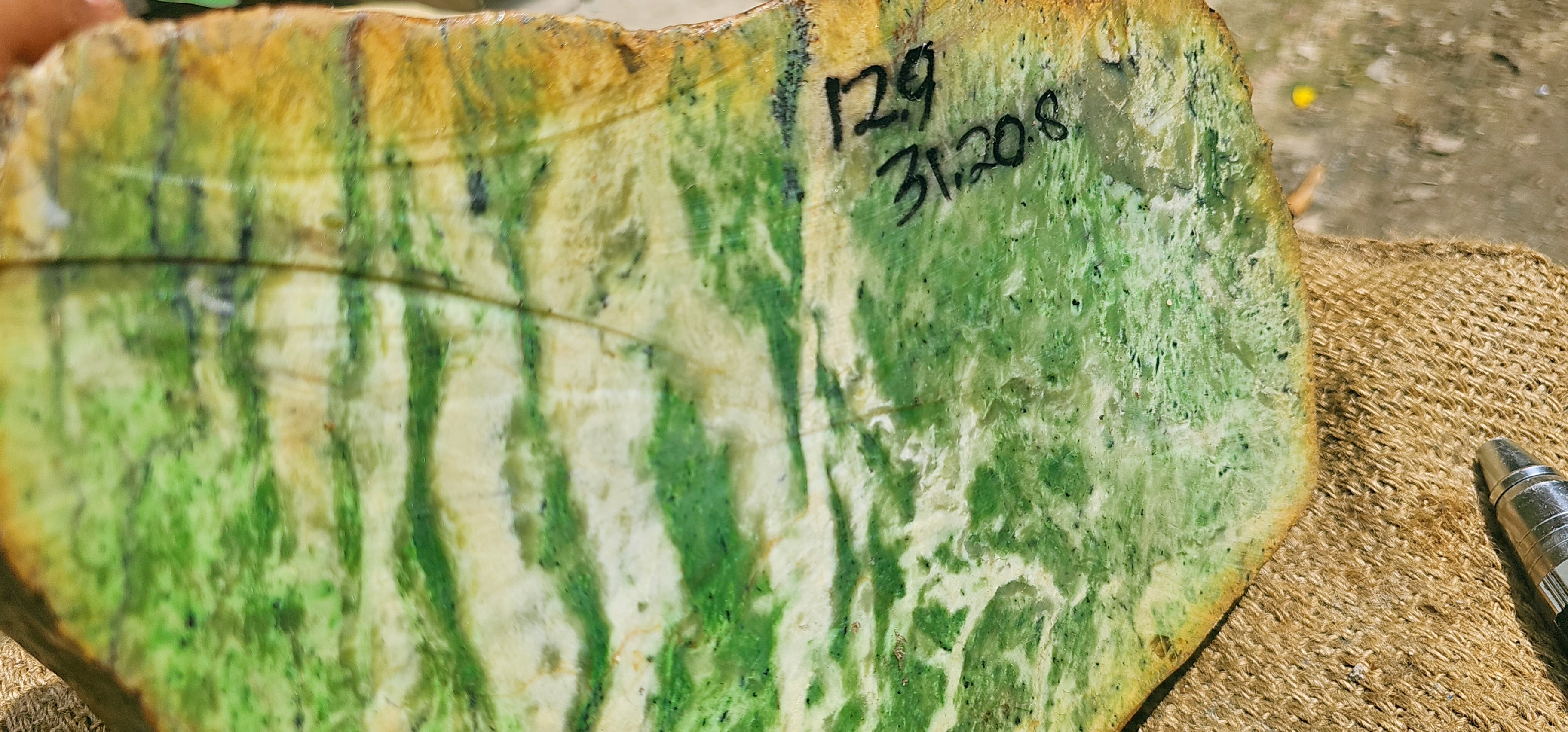 Natural Green and Yellow Nephrite Jade Rough Slab – 12.9 KG